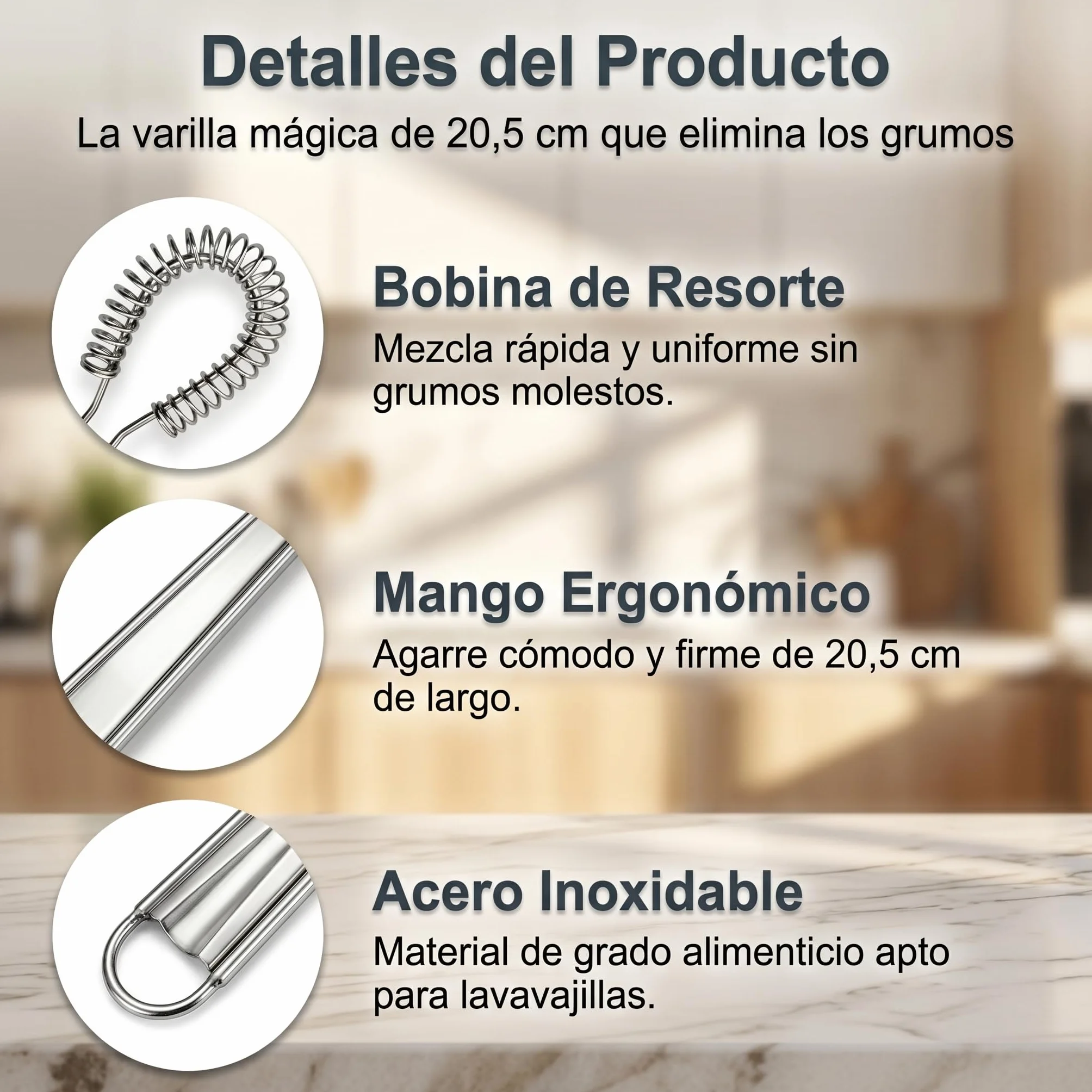 Conjunto de 2 Batidores de Cocina de Acero Inoxidable, Batidora de Mano Pequeña de Acero Inoxidable para Salsas y Café, Mini Varillas Manuales de Resorte para Batir Huevos y Leche