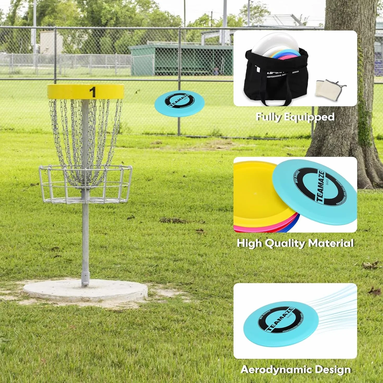 BOOSTEADY Disc Golf Set, 7 Discos, Bolsa de Almacenamiento, Mini Marcador, Toallas