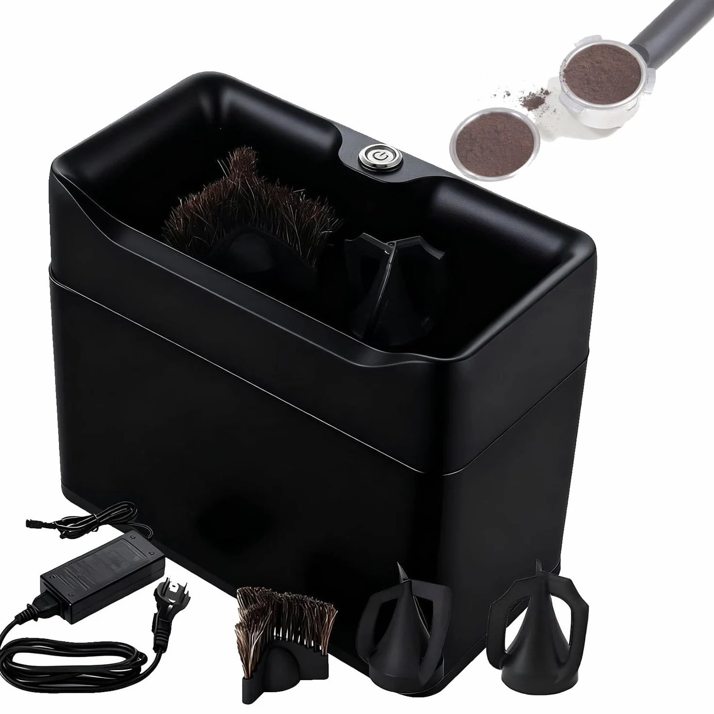 Limpiador automático de posos de café para portafiltro, limpieza rápida con 3 raspadores, diseño duradero para uso doméstico y comercial en cafeterías