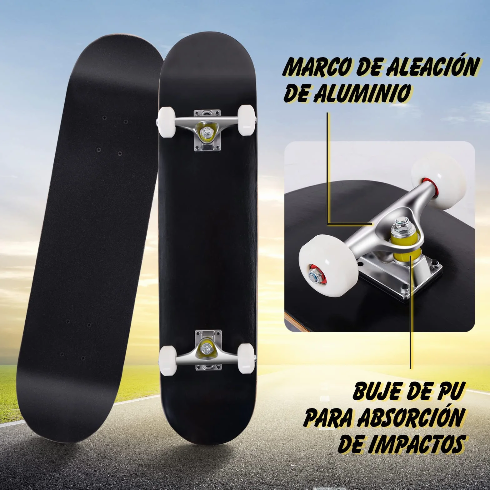 COSTWAY Monopatín Skateboard para Niños Tablero Madera Arce 79 x 20 cm 4 PU Ruedas