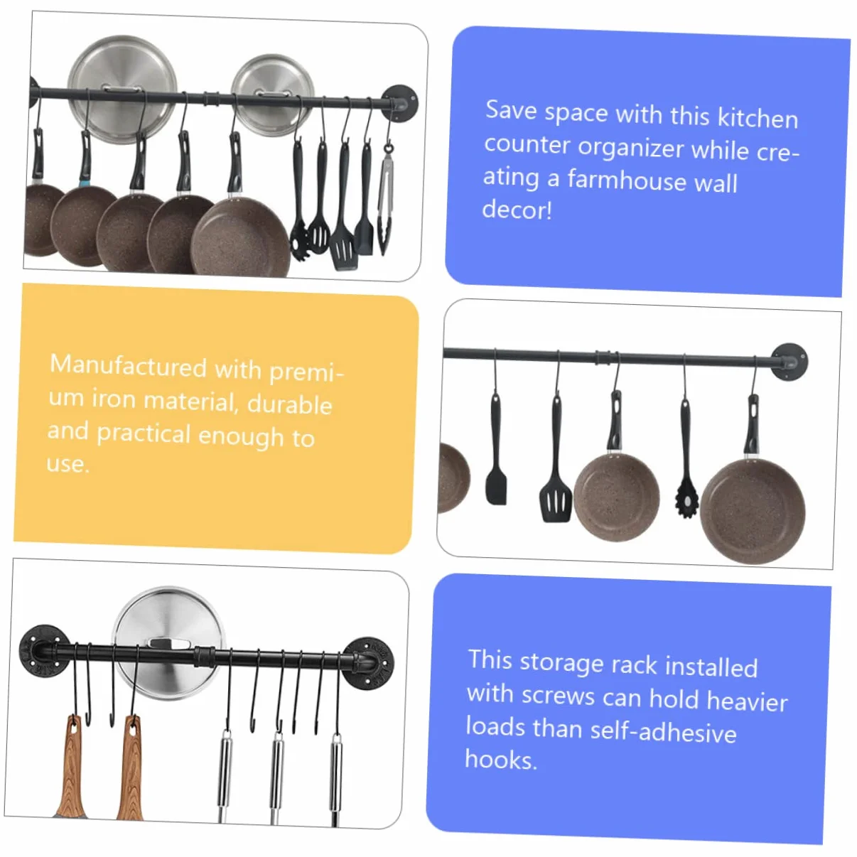Rejilla Para Tapas De Ollas De Pared Estante Para Ollas De Hierro Organizador De Colgante Para Cocina