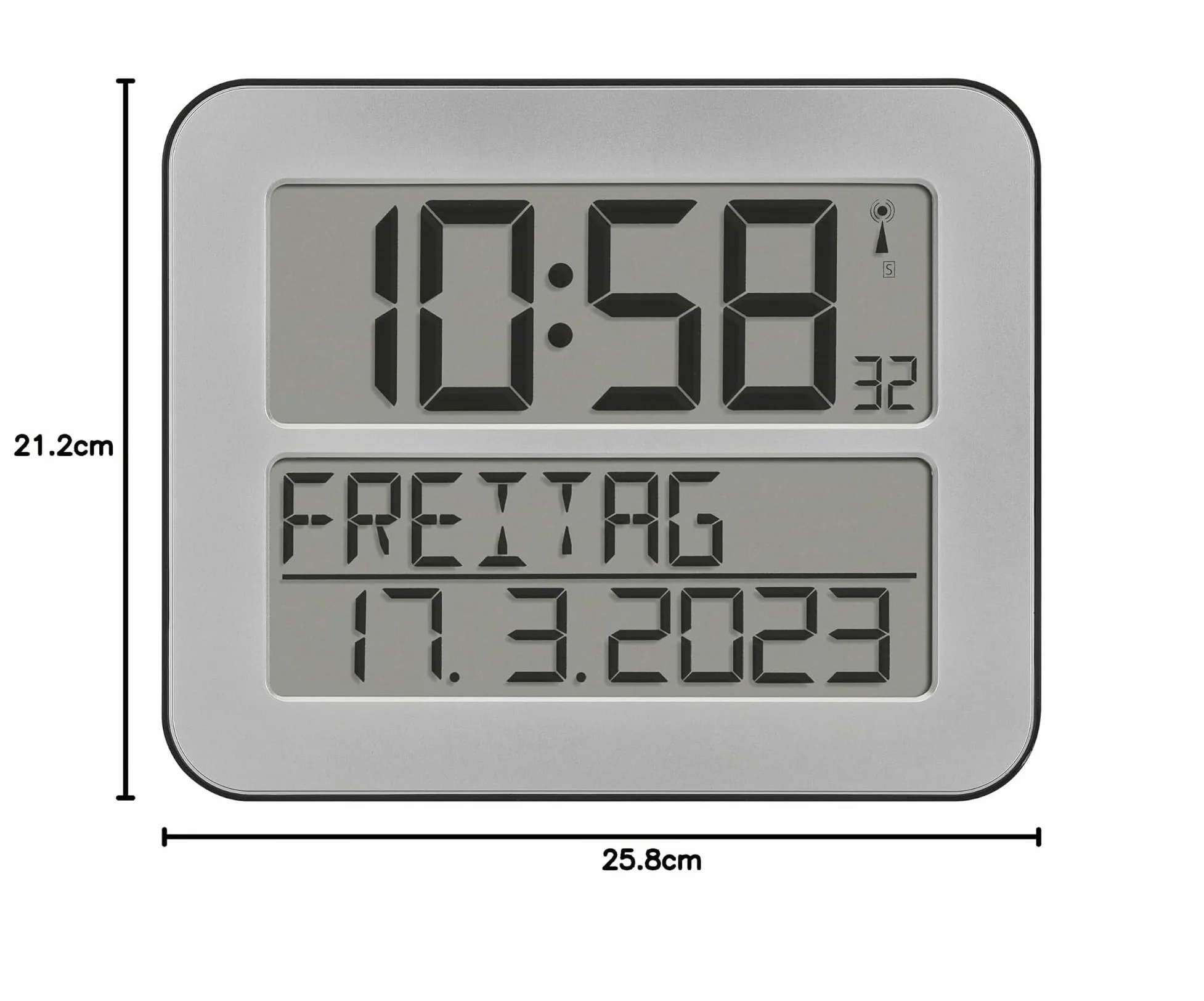 TFA 60.4512.54 - Reloj Digital Mural, Color Plata