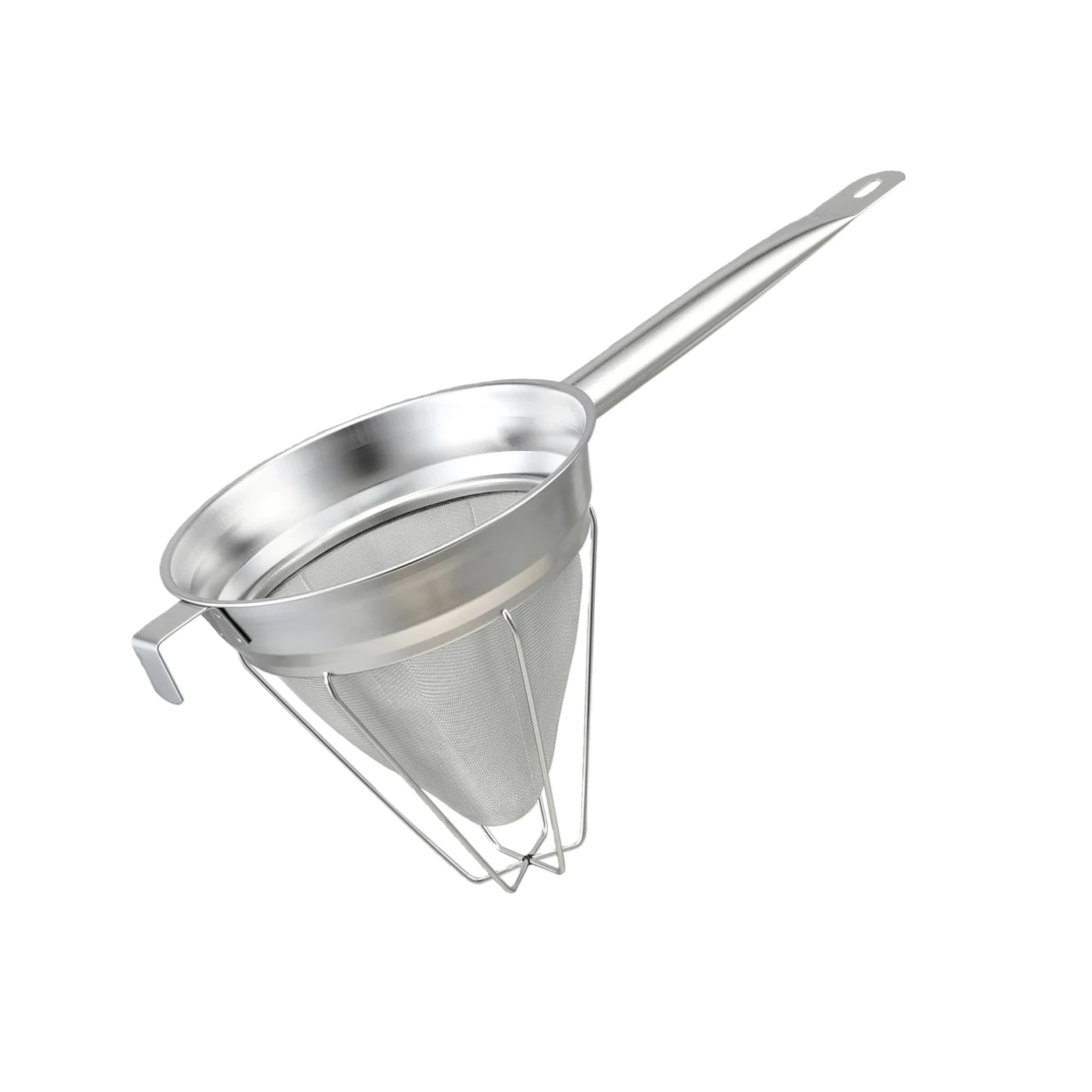 Colador cónico de acero inoxidable 304 con mango largo, colador de tapa china, malla fina, tamiz de caldo para cocina
