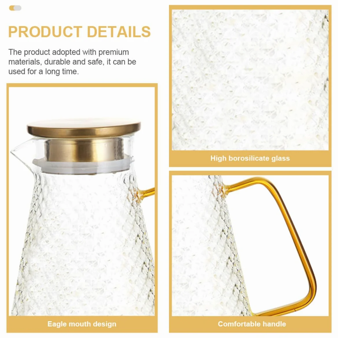 Jarra de 1500ml para Borosilicato Agua Fría Vidrio para Leche | Tapa Sellada y Vertedor, Ligera y Resistente al Calor, Uso Diario en Casa Recibir Invitados