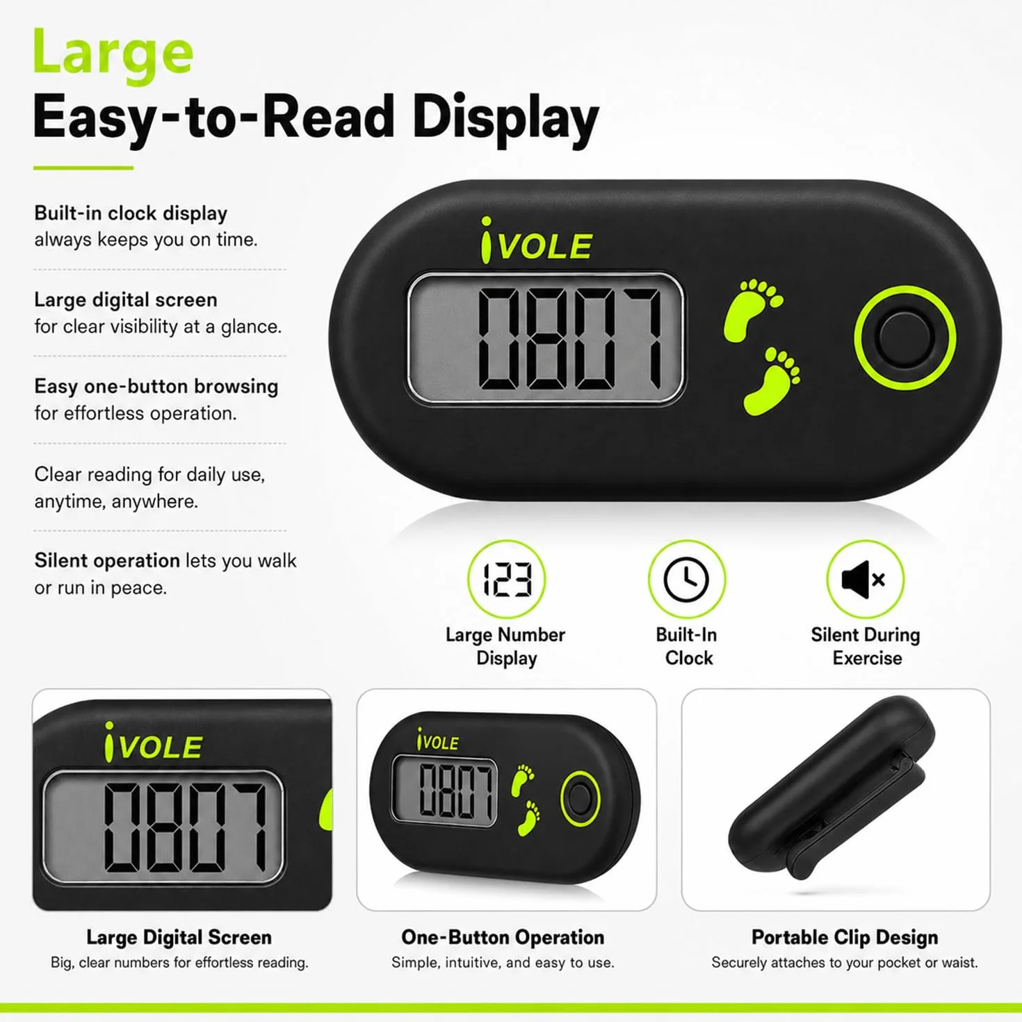 Podómetro de Pantalla Mini 3D para Caminar,Podómetro Clip,Mini podómetro electrónico portátil,Podómetro para Caminar,Podómetro Digital,Mini Podómetro para Caminar
