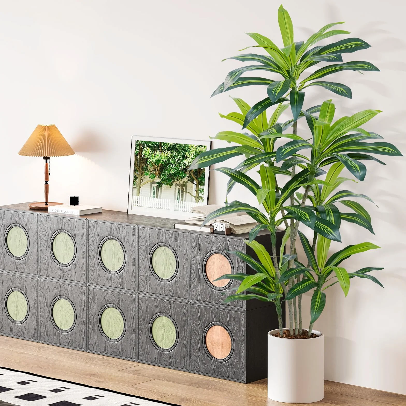 Planta Artificial Dracaena de 180 cm Planta Artificial Grande con Maceta Negra Plantas Artificiales Decorativas para Interiores Decoración Salon hogar Dormitorio Oficina Pasillo