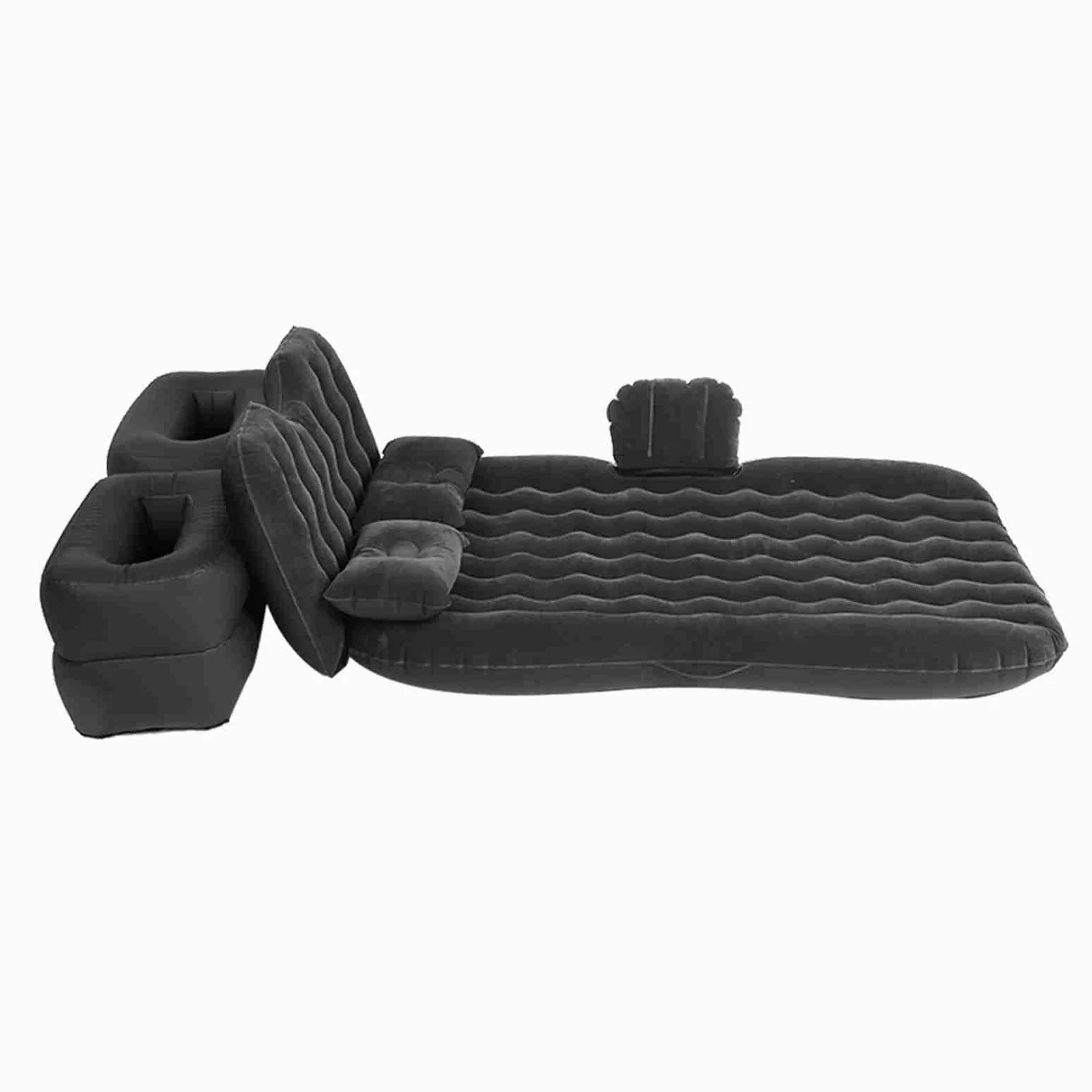 Fdit Colchón de Cama Inflable Soporte Fuerte Almohada Cómoda Adecuada para Acampar en Bote de Flotación, PVC Suave (Black)