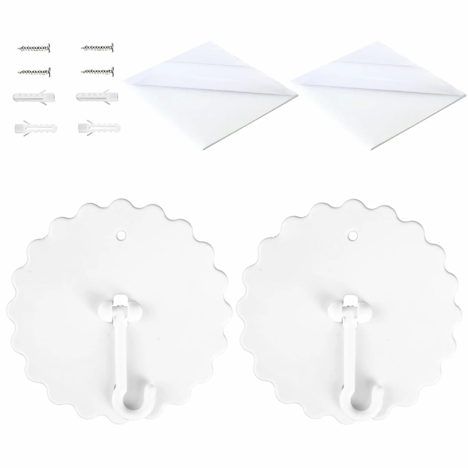 Pack de 2 ganchos de techo autoadhesivos, ganchos para mosquiteras con tornillos de base, ganchos de techo sin perforación, accesorios para mosquiteras sin clavos para el hogar