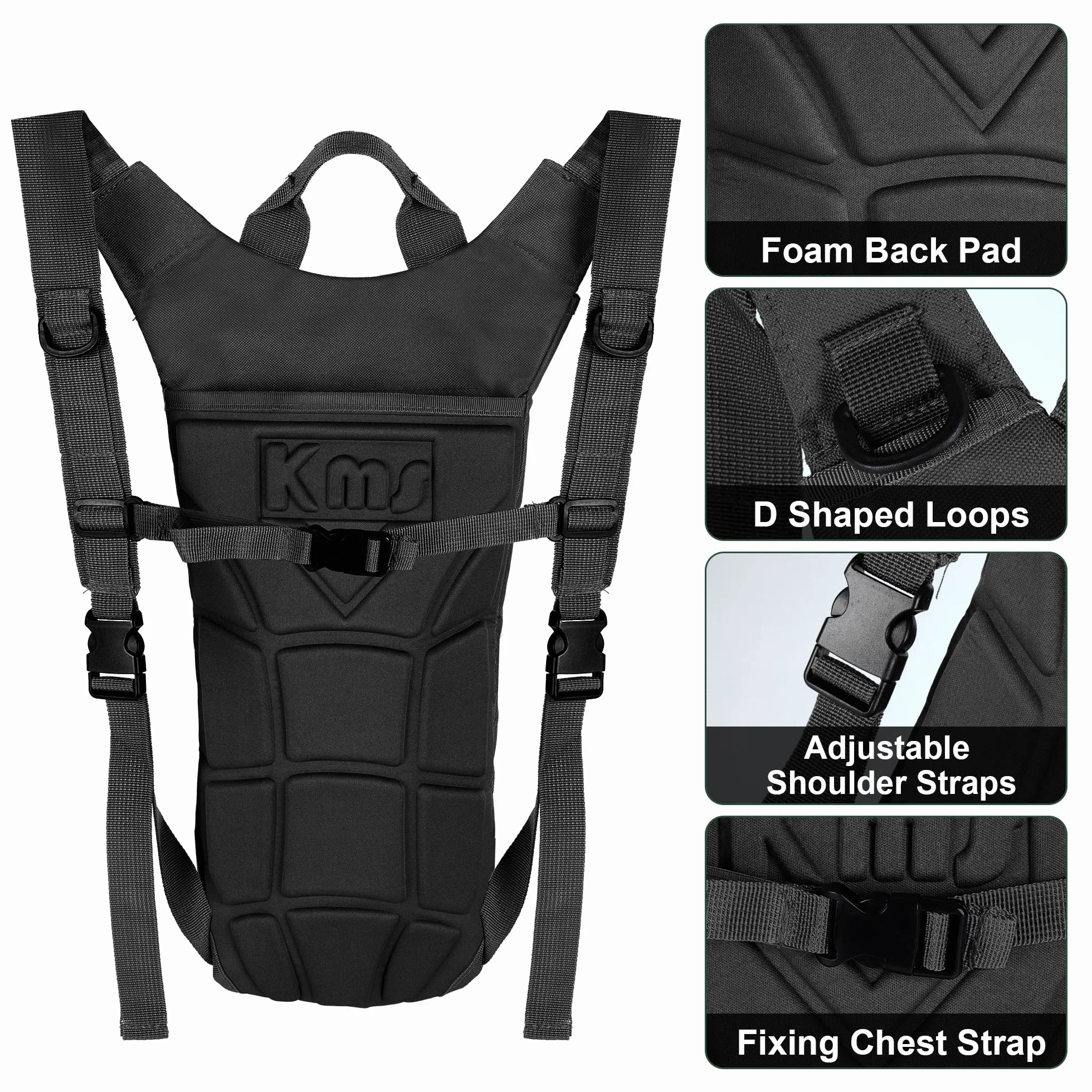 Mochila de Hidratación con Bolsa de Agua de 3L, Mochila Ciclismo Hidratacion Ligero, Bolsa Agua Mochila Tactica para Senderismo Bicicleta Montaña