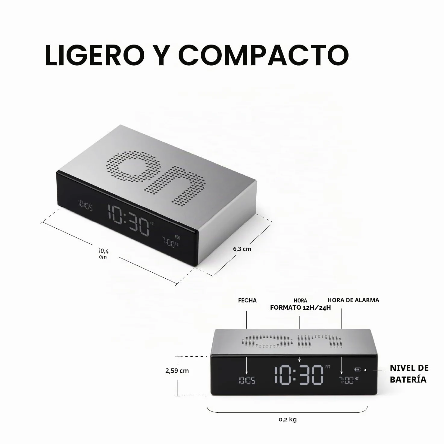 Lexon Flip Premium Sveglia LCD in diversi Colori (ALU Poli)