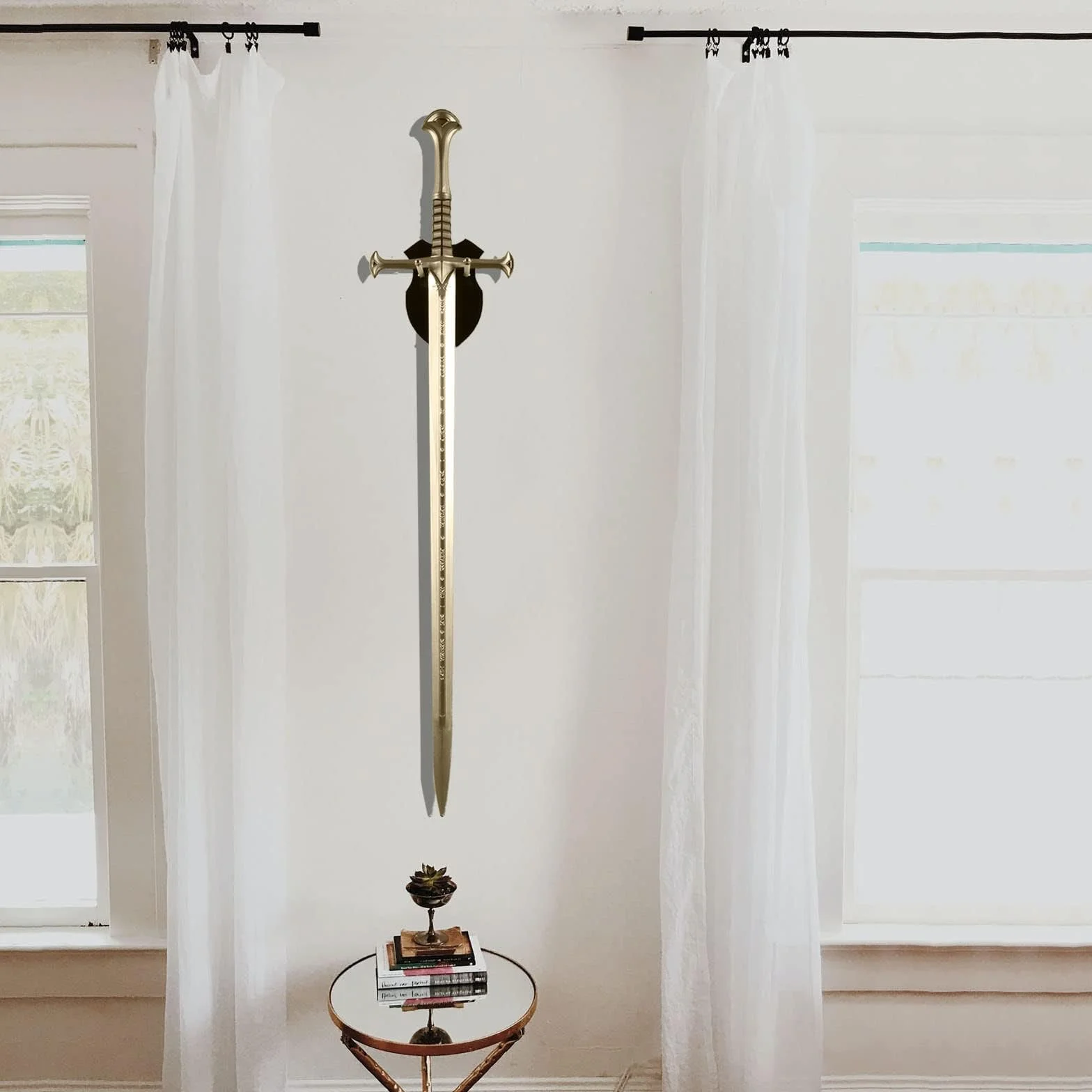 WANLIAN Espada de pared soporte gancho colgador para espada daga hacha cuchilla Negro 1 juego