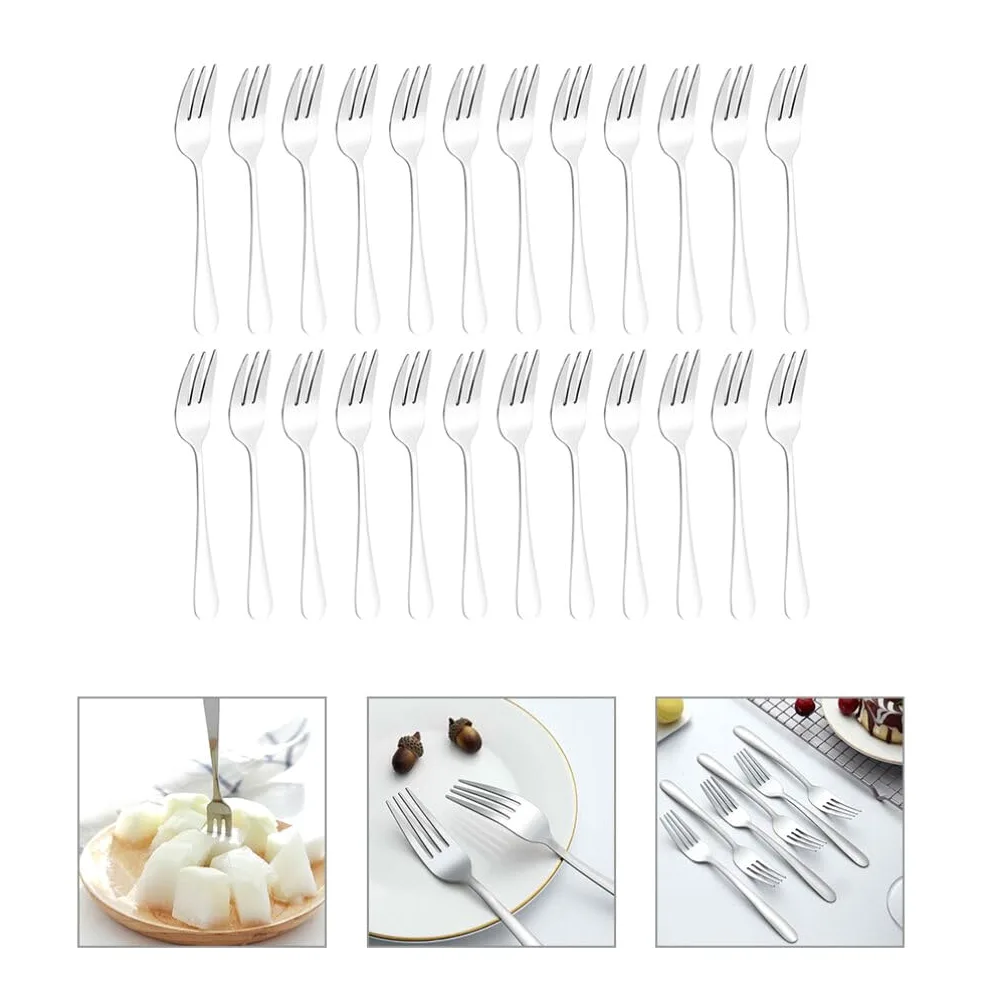 Kichvoe 24 Tenedores De Acero Inoxidable Para Ensalada Tenedores Para Cena Frutas Pasteles Aperitivos Cubiertos Cubiertos Tenedores Para El Hogar Cocina Restaurante