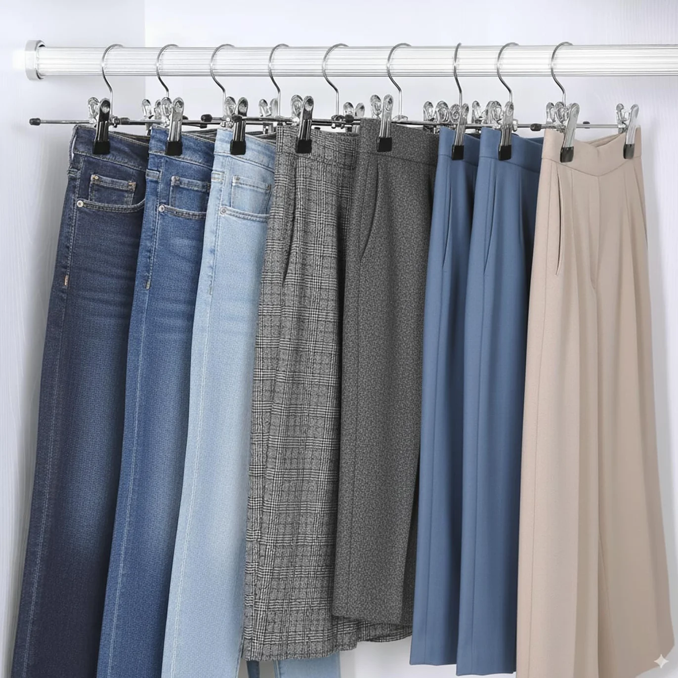 Perchas Metálicas para Pantalones 42 Unidades, 35.5cm de Largo Perchas Metal con Pinzas Clips Antideslizantes para Pantalones, Ropa Interior, Faldas, Calcetines (42 Unidades)