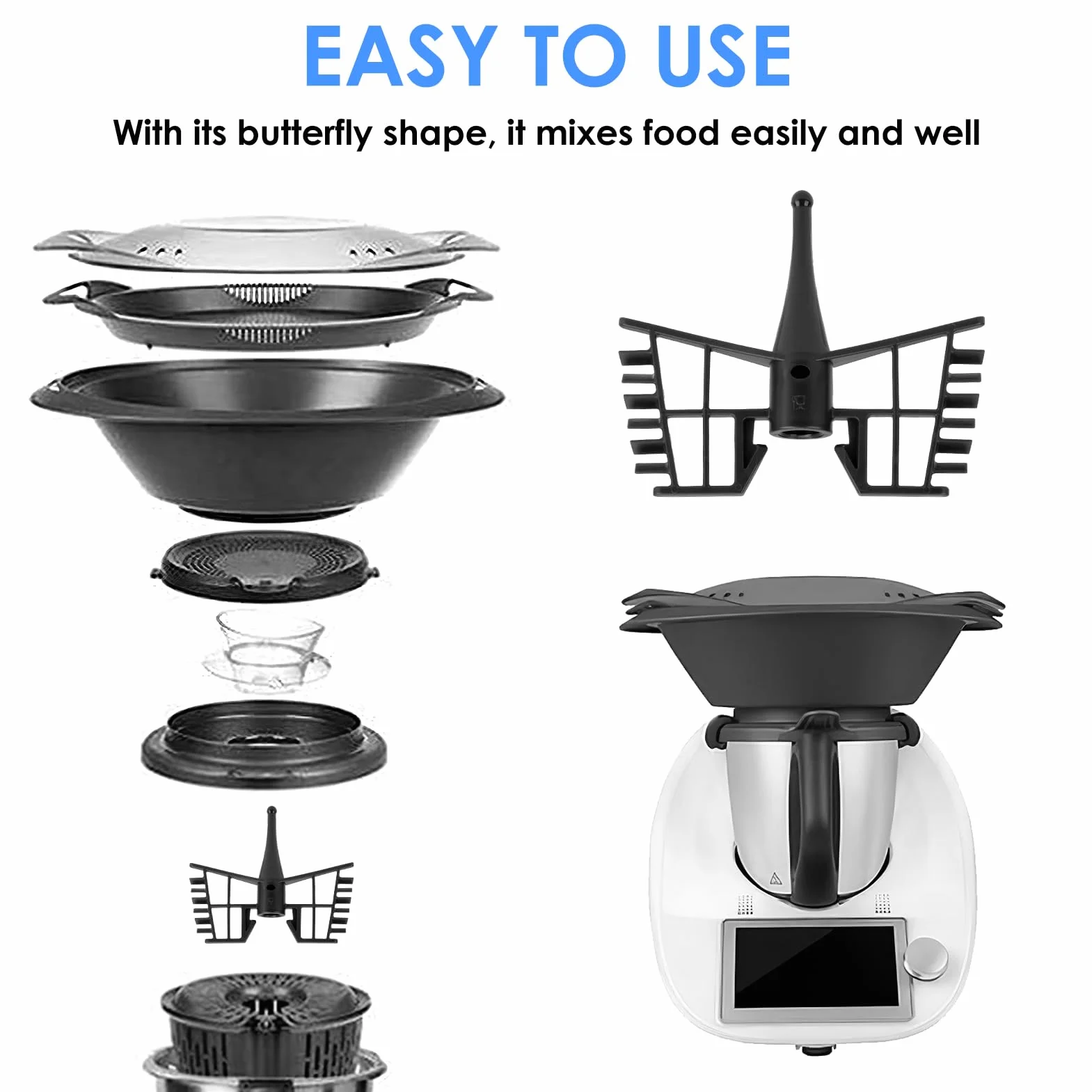 Batidor de mariposa para señor Cocina Connect, Smart, Edición Plus, compatible con Silvercrest Lidl, accesorio de cocina ideal para crema, espuma, claras de huevos, accesorio de cocina