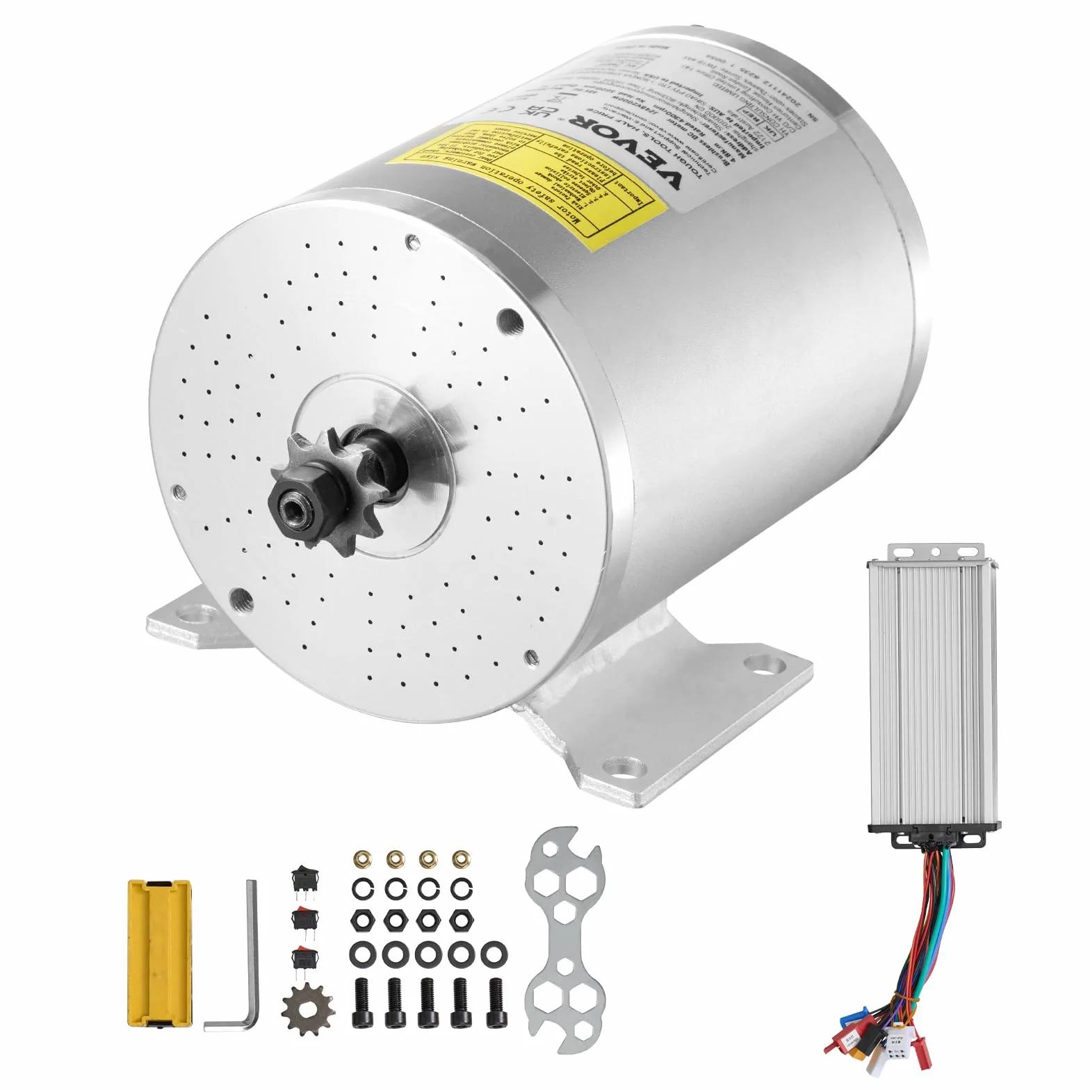 VEVOR Kit de Motor Eléctrico sin Escobillas de CC 2000 W 48 V 4300 RPM con Controlador de Velocidad