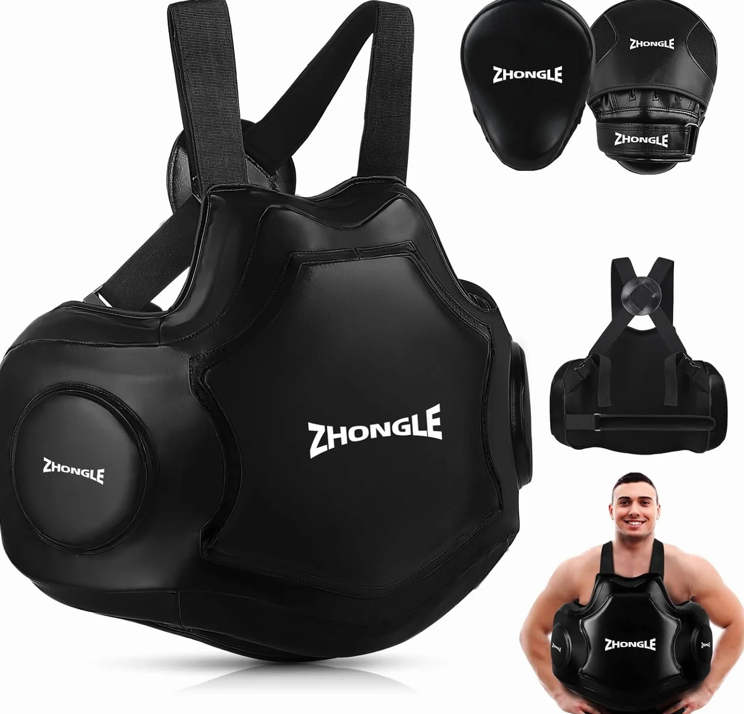 Protector de Cuerpo de Boxeo Profesional de Cuero, Chaleco de Entrenador, Almohadilla para Bateador Pesado