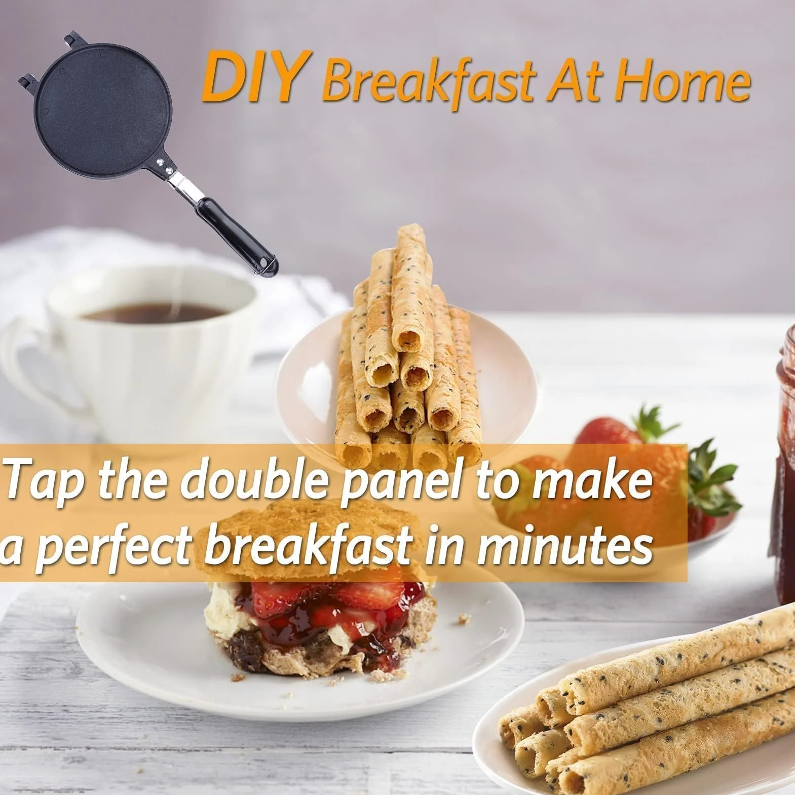 Waffle Cone Maker, Aleación de Aluminio Egg Roll Ice Cream Cone Maker Waffle Irons Baking Pan Non Stick Waffle Irons Mold Pan Non-stick Egg Roll Maker for Kitchen