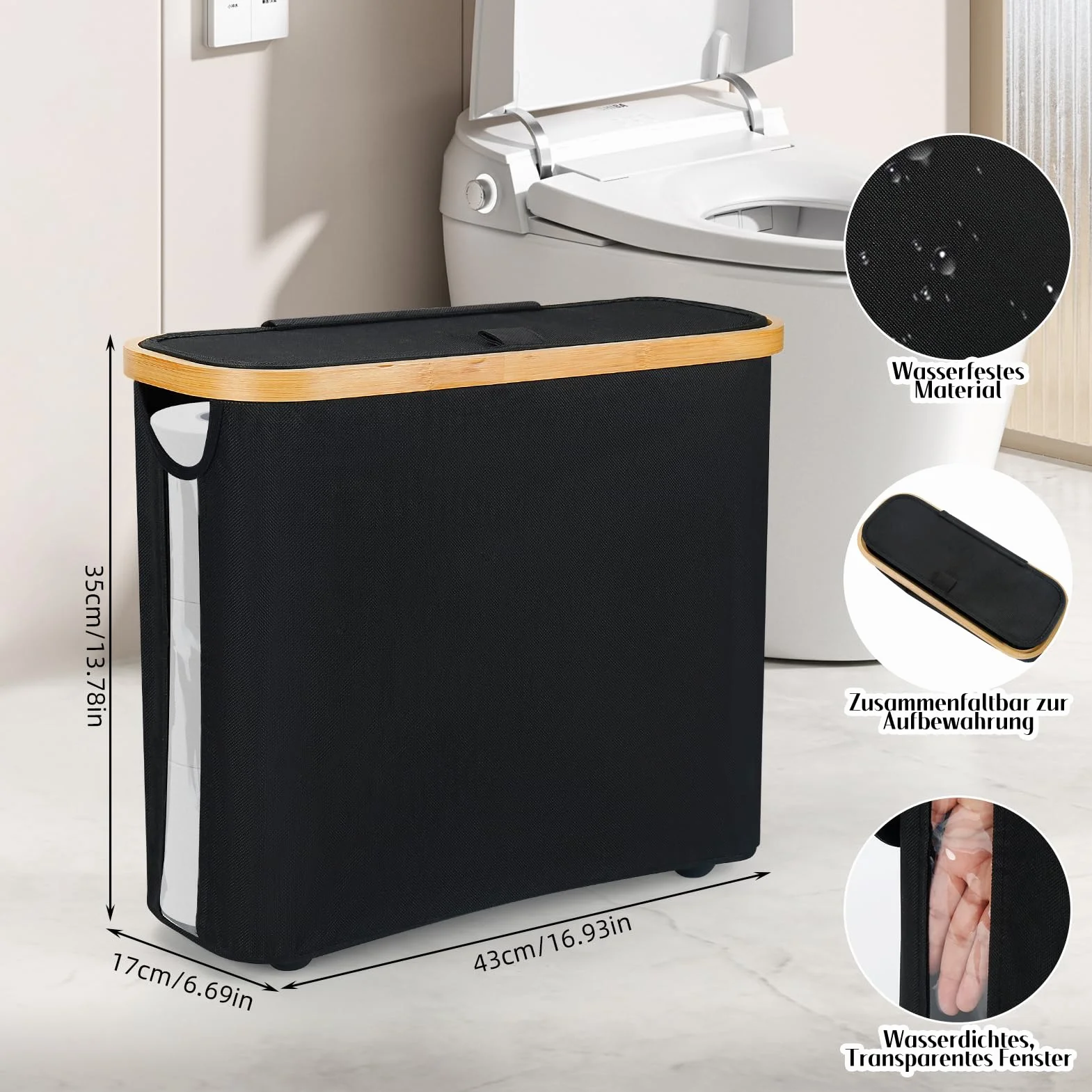 26L Cesta Papel Higienico, 12 Rollos Almacenaje Papel Higienico Porta Rollos de Papel Higienico Bathroom Organizer Organizador Papel Higienico Cesta para Papel Higienico de Baño