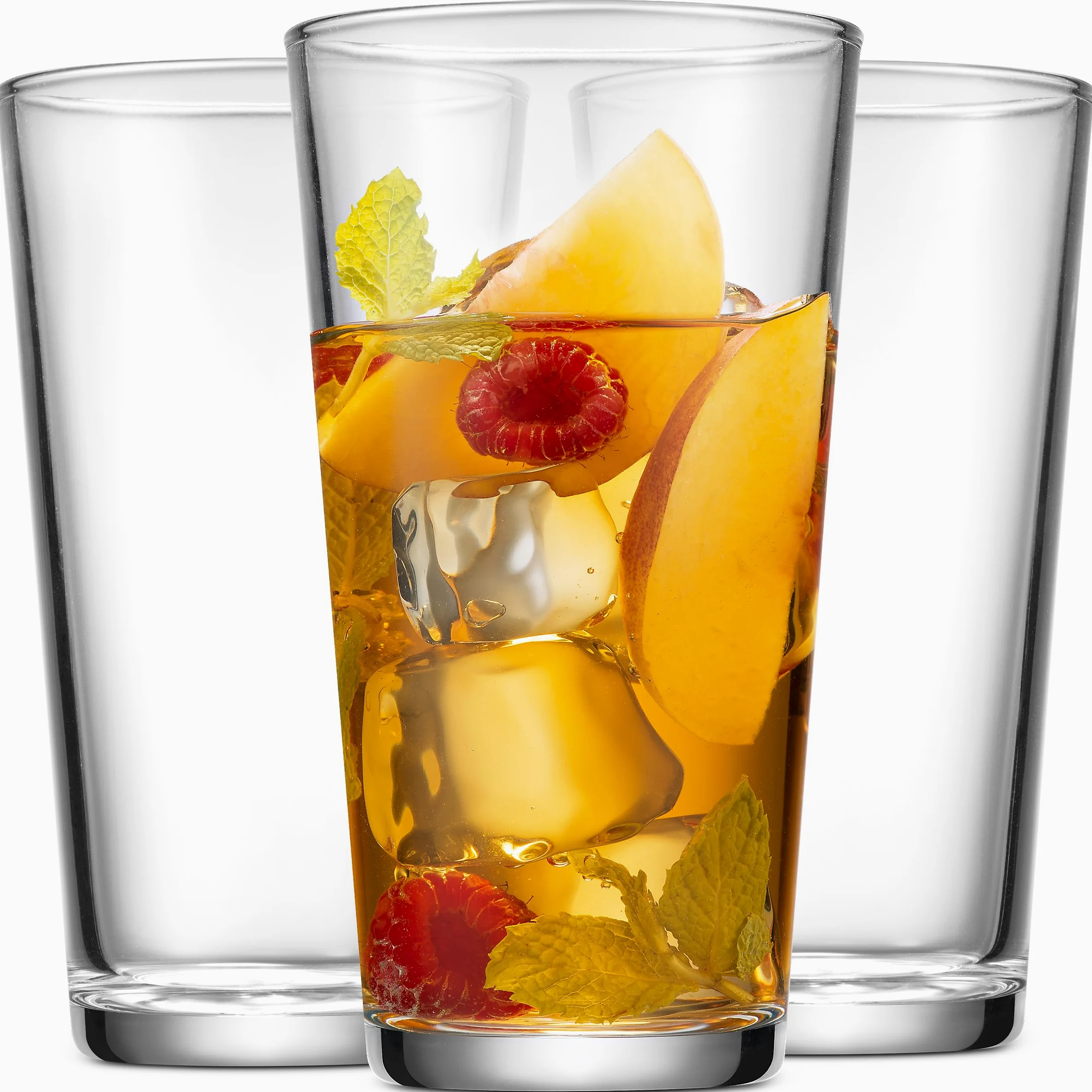 Home Essentials - Juego de 10 vasos de vidrio Highball, vasos de agua básicos de 16 onzas, cerveza, jugo, cócteles, vino, té helado, vasos de bar. Apto para lavavajillas