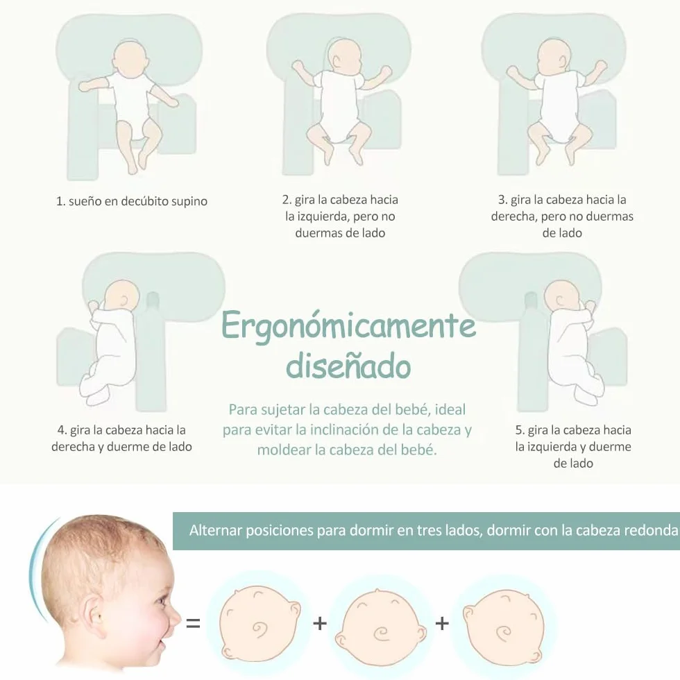 Almohadas para Bebés, Almohada con Funda Extraíble, Almohada de Apoyo Ajustable para Bebés, Almohada para Bebés para el Cochecito o la Cama (Azul1)