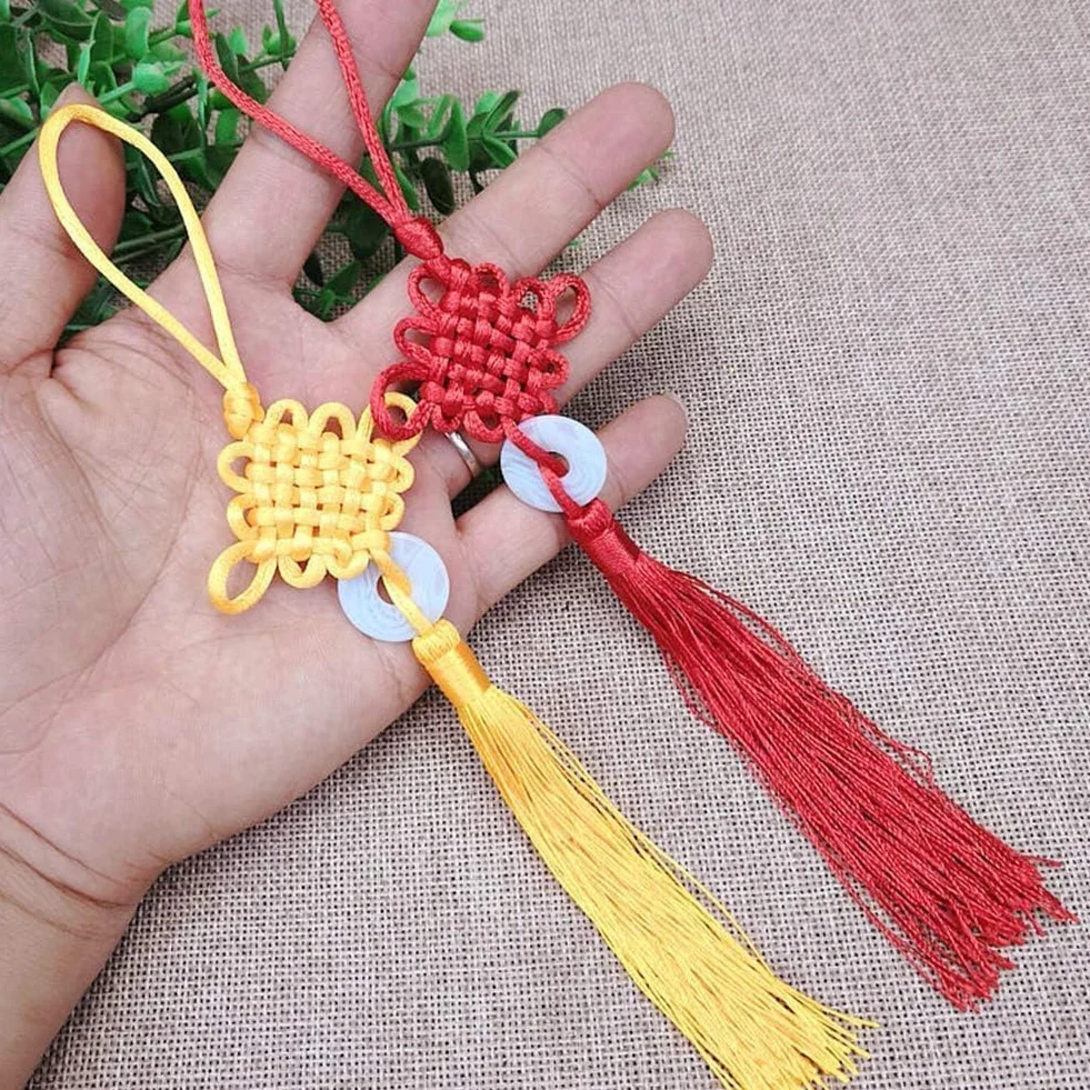 2 colgantes de borla de jade de la suerte con nudo chino rojo para suerte, riqueza, salud, éxito, regalos de Año Nuevo, decoración del hogar para amigos, familia, amante