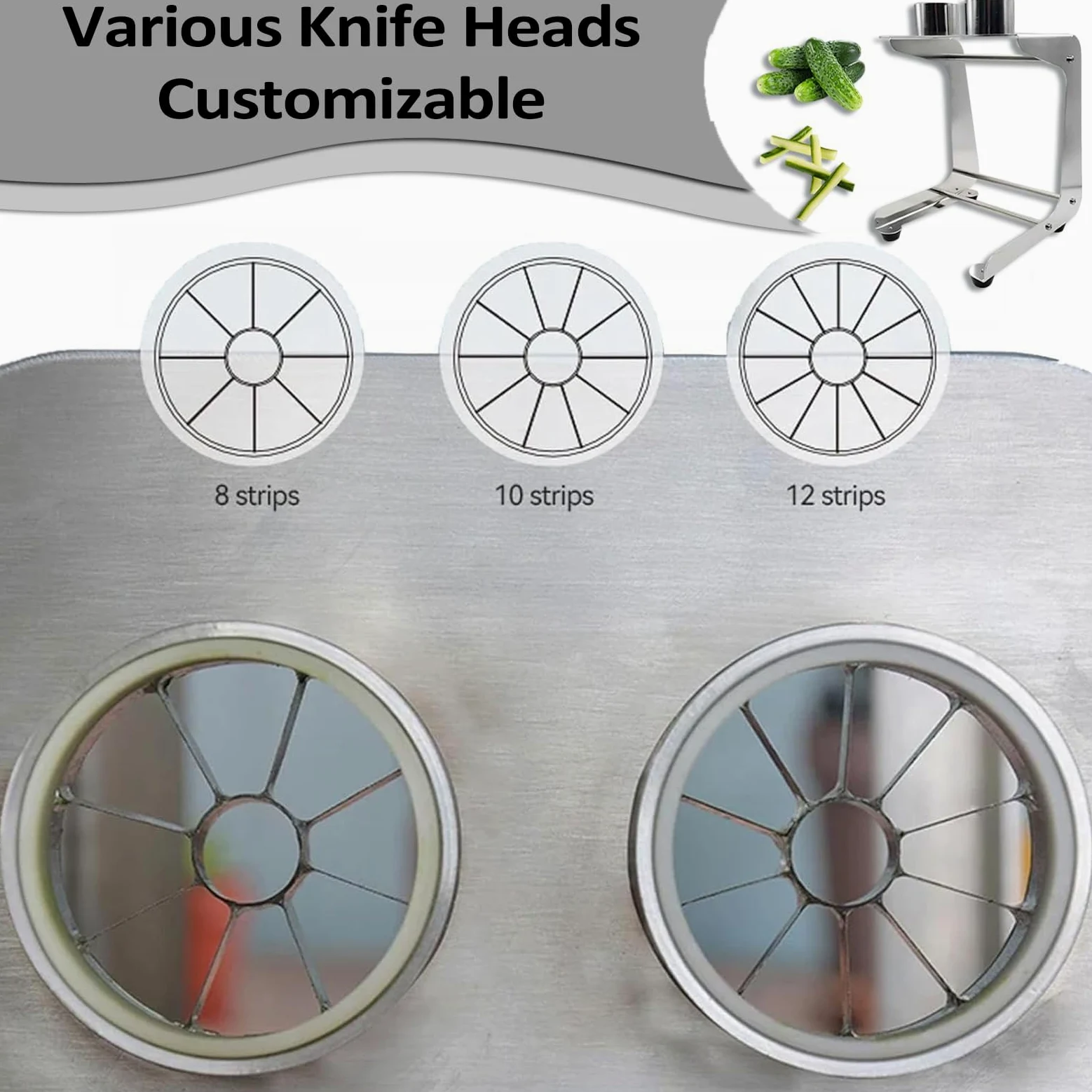 Cortador de pepino para sushi, 3 combinaciones de cuchillas, acero inoxidable, diseño en ángulo para hacer ensaladas, cocinar, preparar comidas, práctica herramienta de pepino y zanahoria