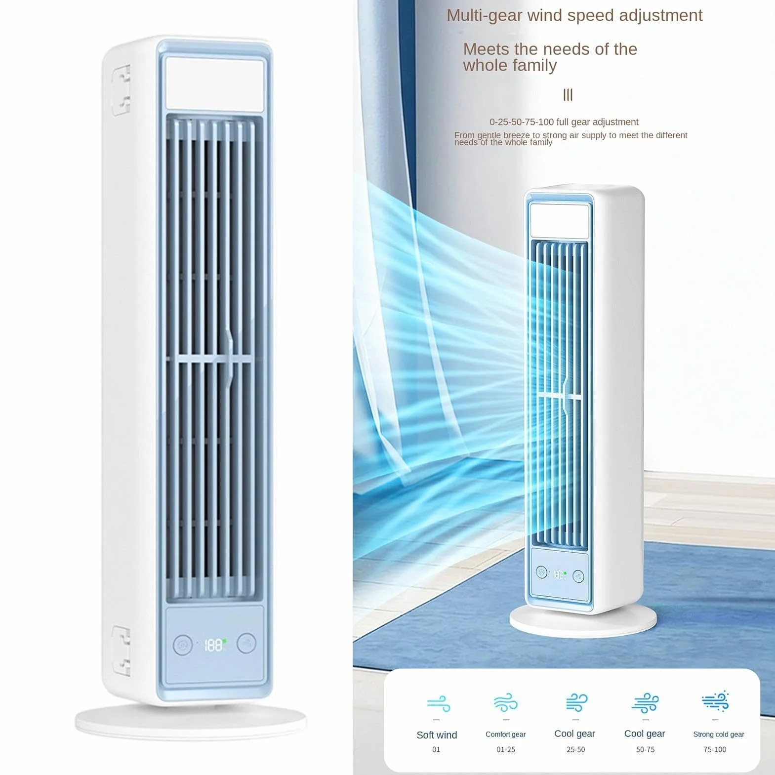Ventilador Torre Inteligente Con mando a distancia | Ventilador Vertical para cocina garaje casa rodante salón interior exterior