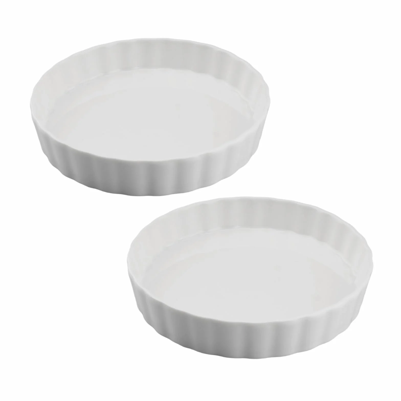 Juego de 2 platos de porcelana blanca para quiche de 18 cm, plato redondo de cerámica para tartas, pizzas, pastas, tartas y quiche (blanco)