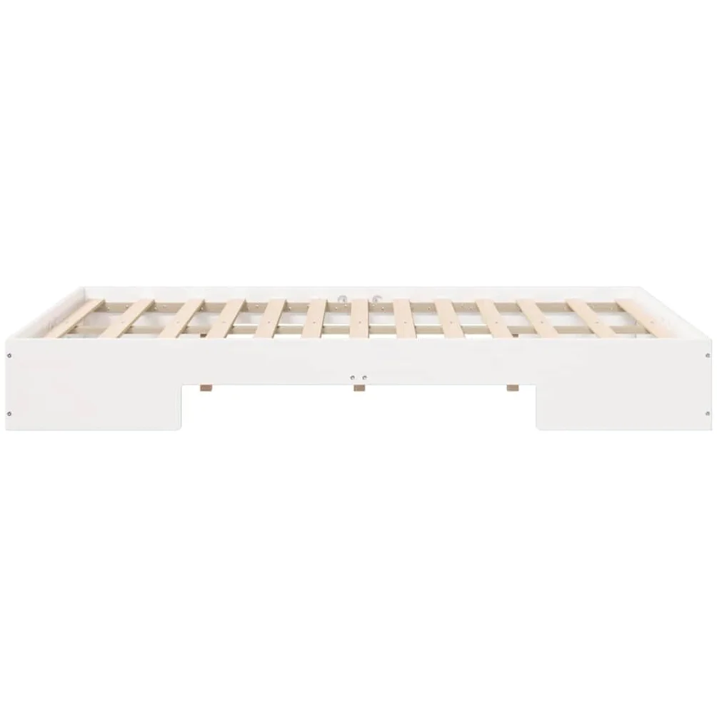 Marco de cama de madera maciza de pino blanco 135 x 190 cm con espacio de almacenamiento y plataforma estable, juego de dormitorio moderno para colchón cómodo y uso a largo plazo