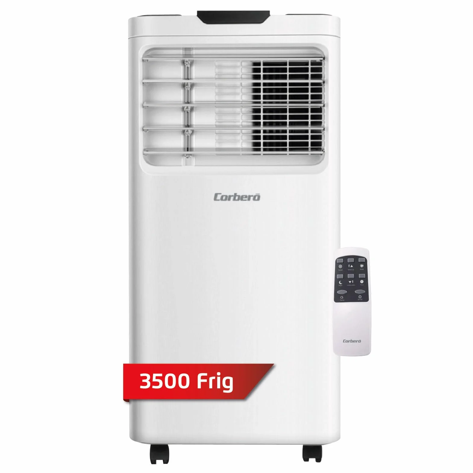 Corberó - Aire Acondicionado Portátil 3 en 1 con Mando | CPC12 | 12000BTU-3000 frigorias | 3500 W | Cobertura 22-25 m² | 16-31 ºC | Refrigeración | Ventilador | Deshumidificación |Temporizador