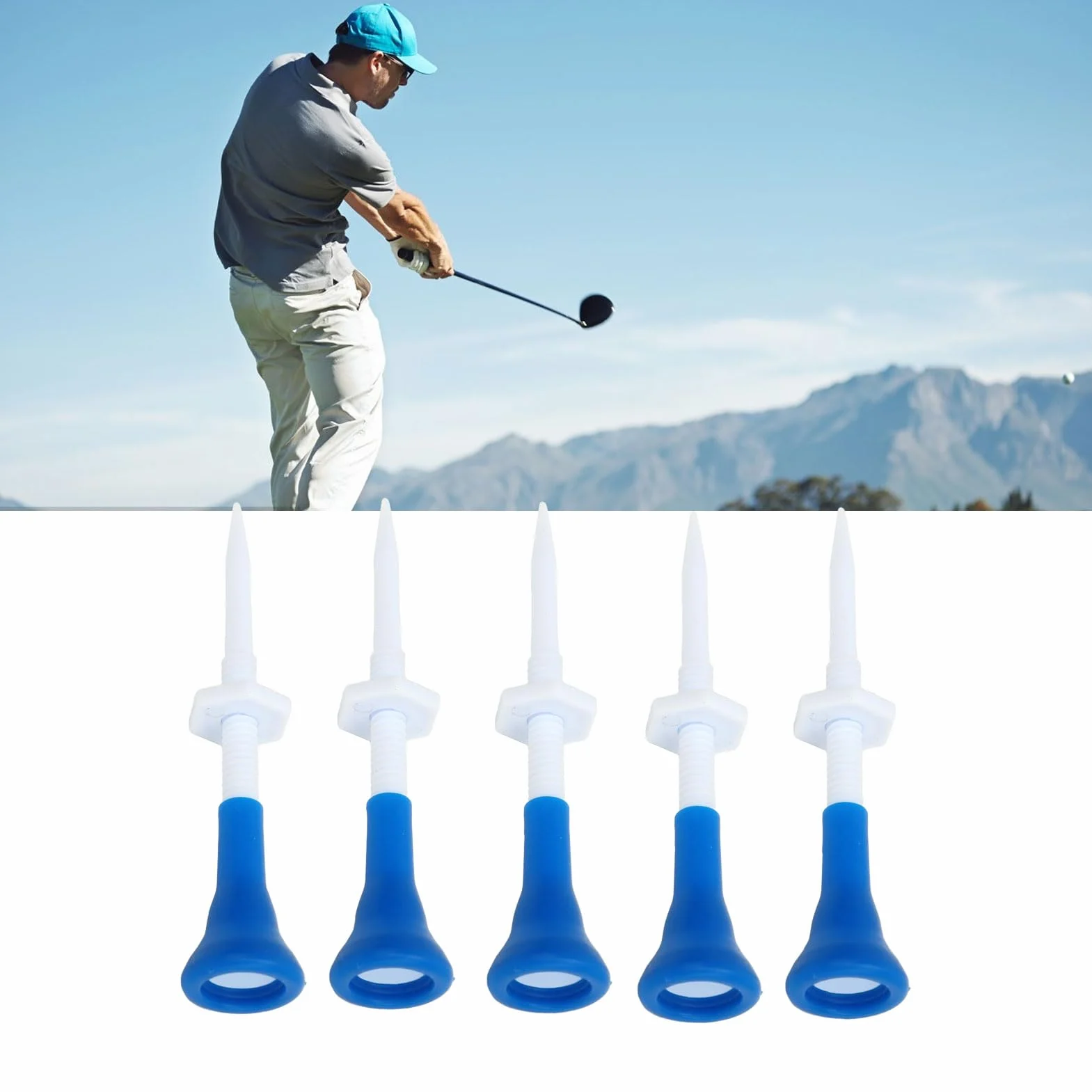 Tees de Golf de Plástico Ajustables en Altura, 5 Piezas para Prácticas