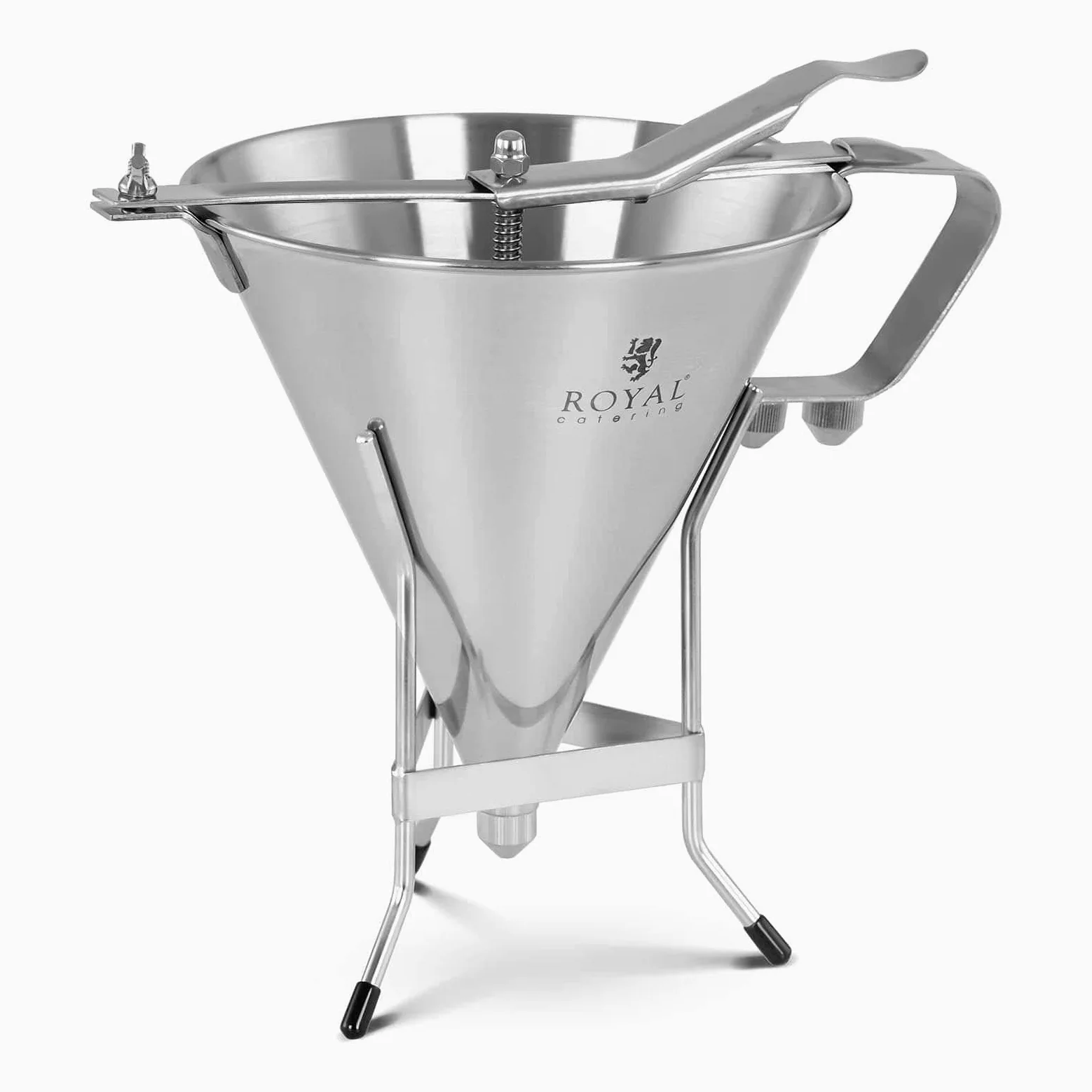 Royal Catering Embudo para Salsas Dosificador Profesional RCSD-11 (Fabricado en acero inoxidable, Capacidad: 1,8 L, Boquillas de dosificación: 4, 5, 6 mm)
