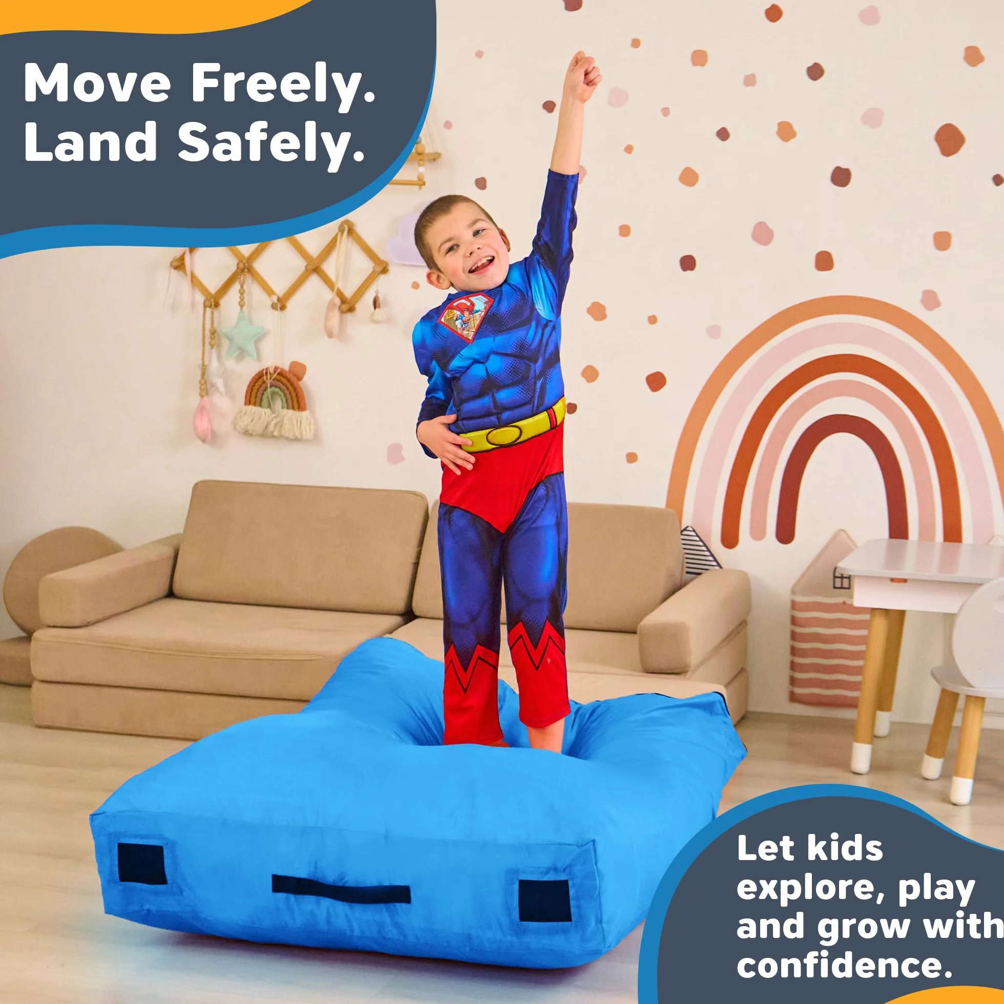 SaferBounce Sensory Crash Pad para Niños 152x152 cm Colchoneta Autismo Alfombra Espuma Escalada Gimnasia