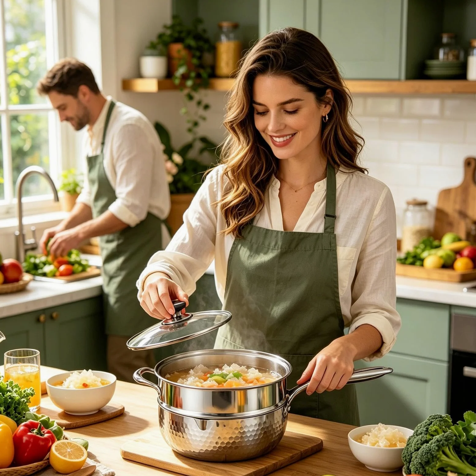 Cazo Con Tapa Acero Inoxidable Con Tapa, Asa Y Pico Vertedor | Cazo Pequeño Para Vapor Y Salsas Para Cocinar En Casa: Freír, Hervir, Cocer A Fuego Lento, Sopas Y Comidas Saludables