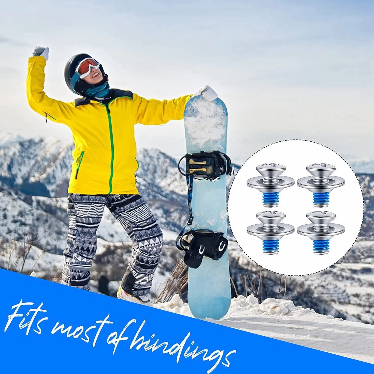 Tornillos de encuadernación de snowboard 16 piezas con arandelas