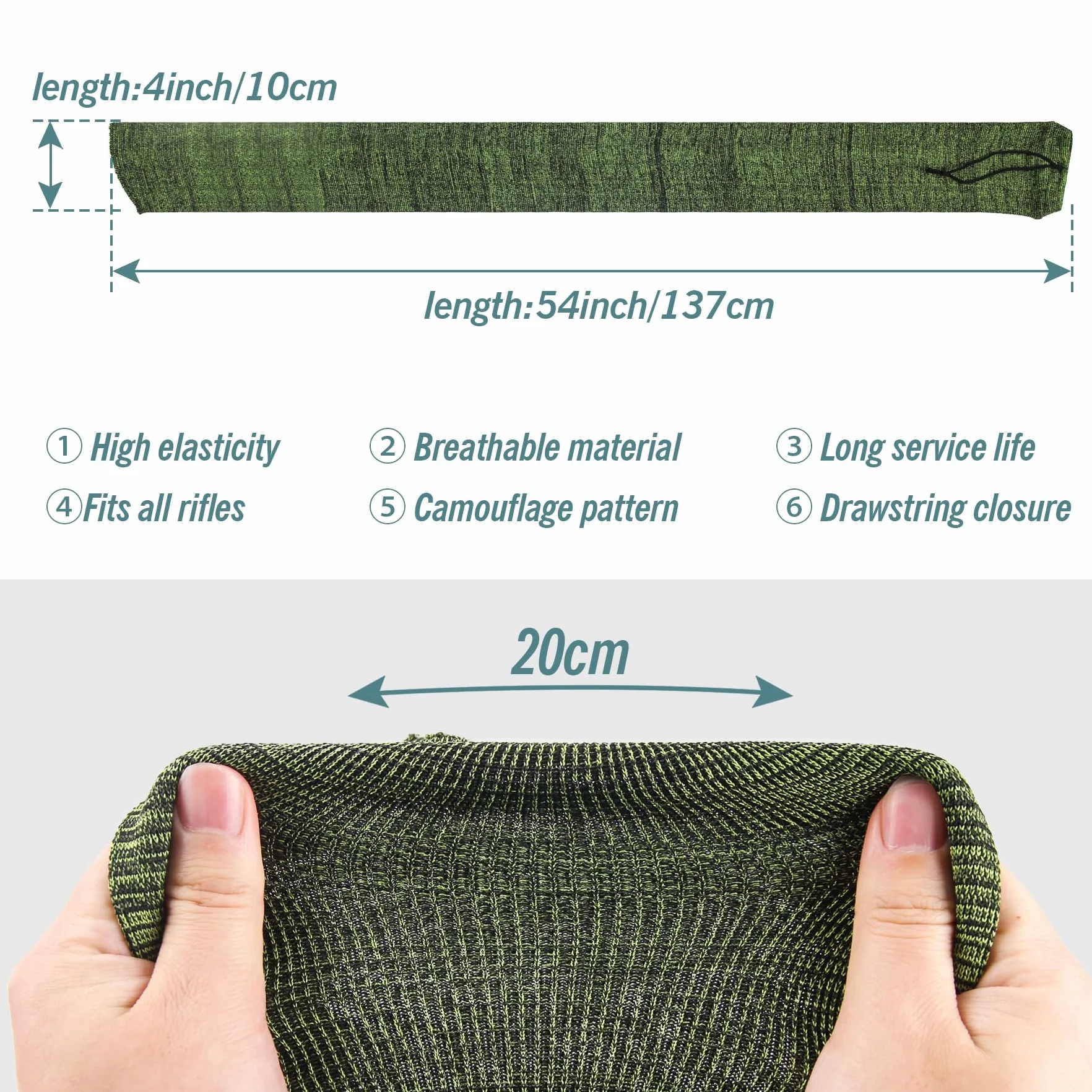 VicBre Funda de Punto para Rifles Escopetas de Pistola de Silicona tratada 137 x 10 cm antióxido