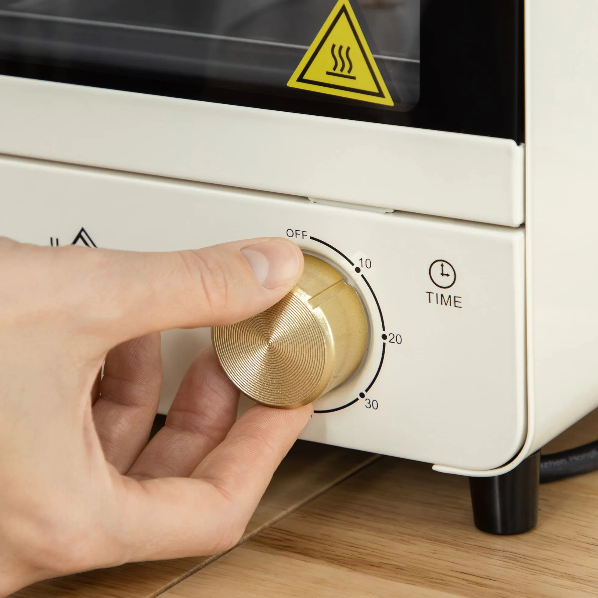 HOMCOM Horno Eléctrico Sobremesa 15 Litros 1000W Horno Portátil Mini Horno con Temperatura hasta 230 ℃ Temporizador Bandeja y Rejilla 25,5x27,5x32 cm Crema