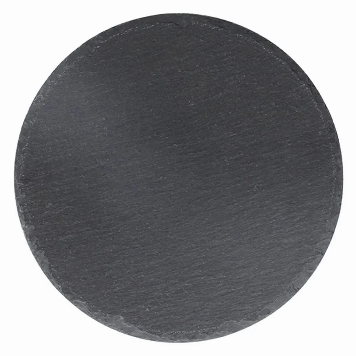 Ipetboom Plato de Piedra Redondo Negro de Pizarra para Servir Alimentos | Uso en Restaurante y Hogar, Apto para Desayuno y Postres, Estilo Rústico Creativo