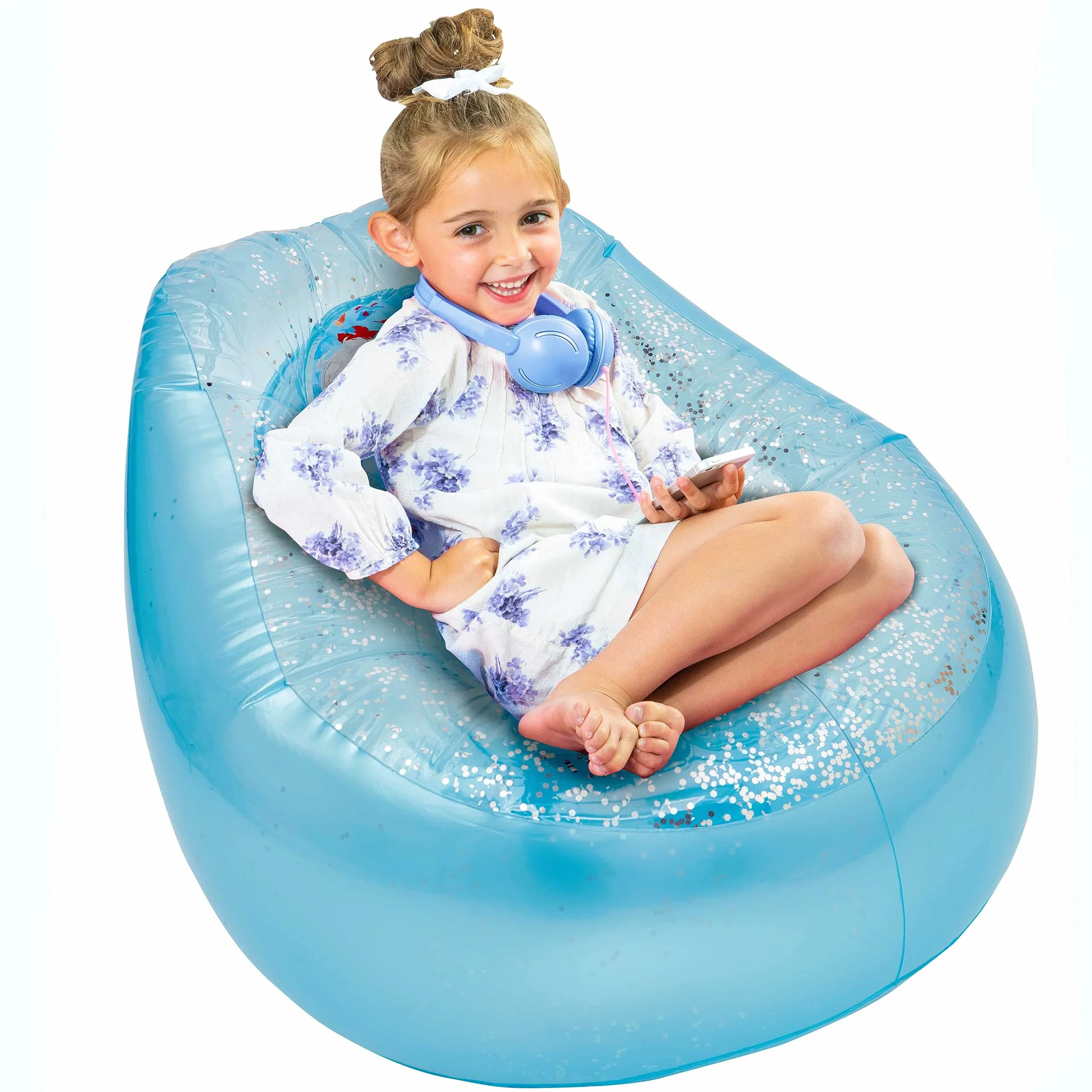 Disney frozen 289FZO Silla Inflable con Purpurina para niños, Color Azul y Blanco