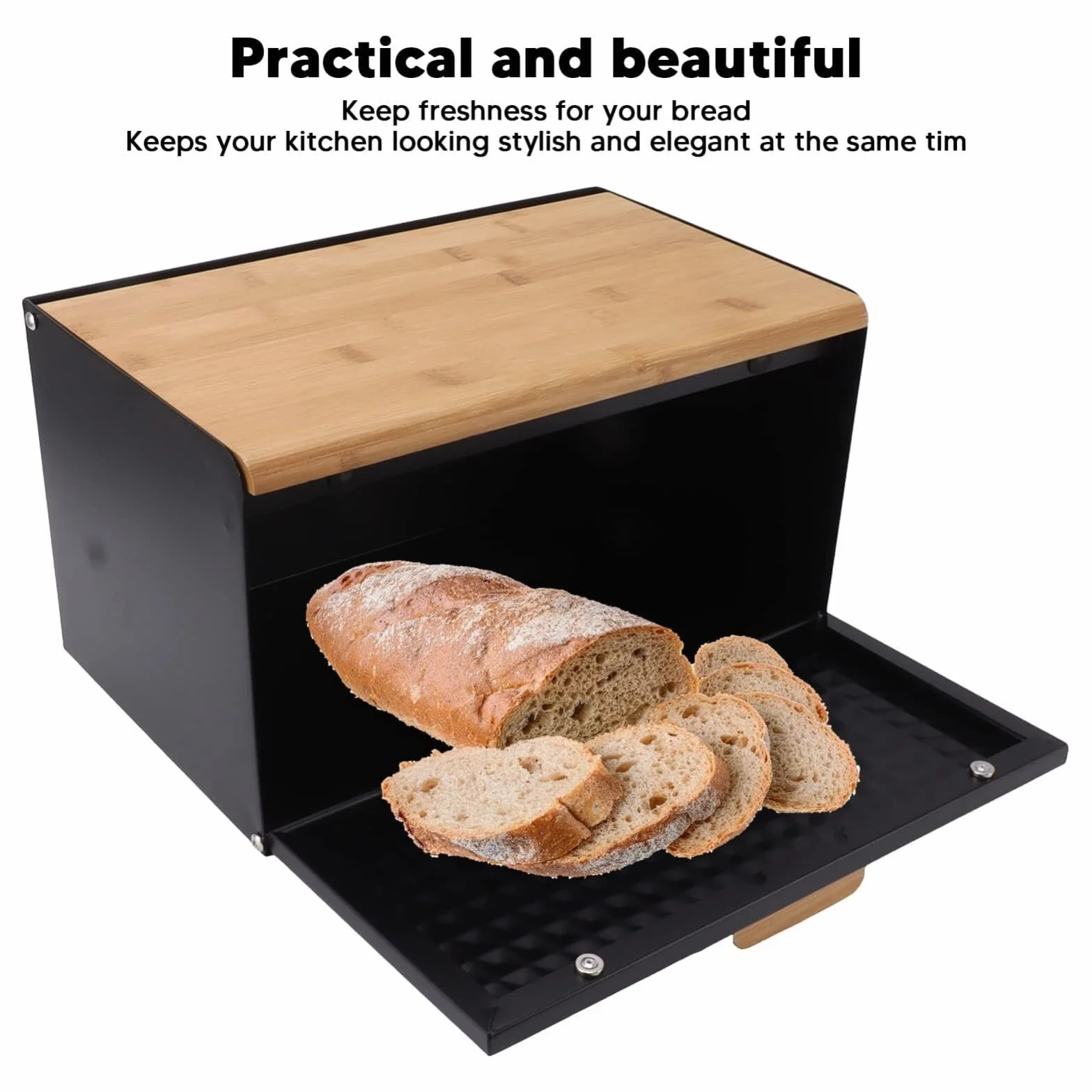 Caja De Pan Panera para Pan Panera De Madera, Recipiente De Almacenamiento De Pan De Gran Capacidad con Tapa Superior, Panera Resistente De Estilo Vintage Caja Contenedor De Pan(Black)