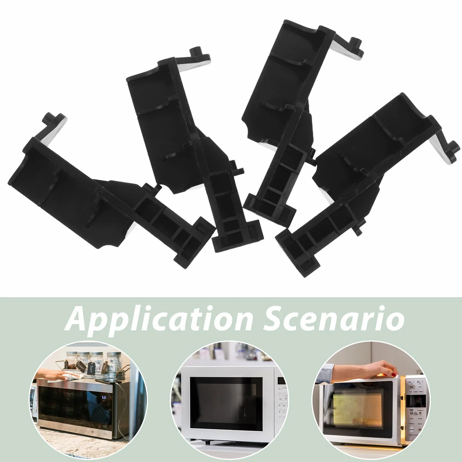 Gadpiparty Pestillo de Gancho Puerta Microondas 4 Piezas Plástico Resistente Cierre Seguro Cocina Reemplazo Compatible Hogar