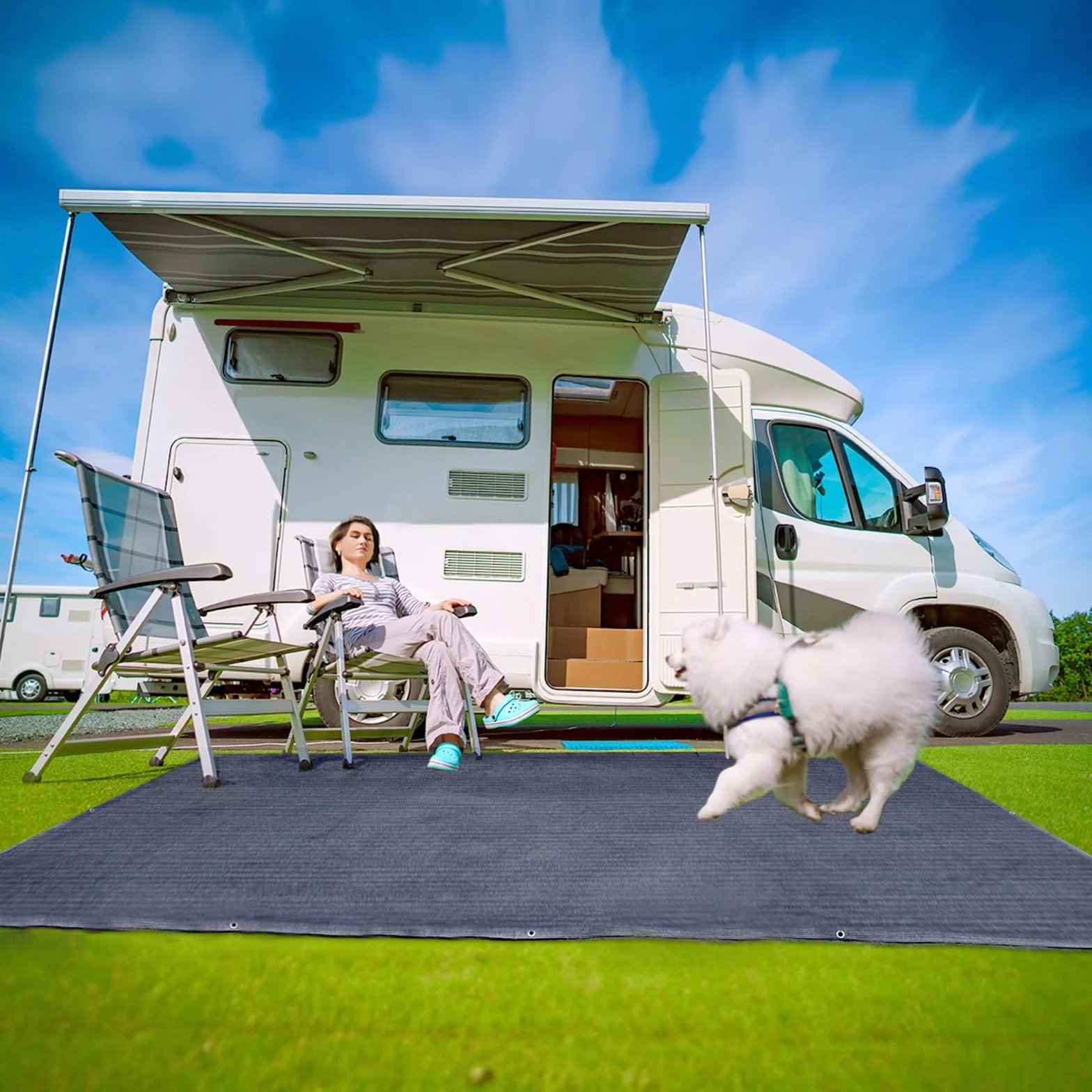 Cool Area Alfombra de Camping Exterior Transpirable con Bolsa y Clavos