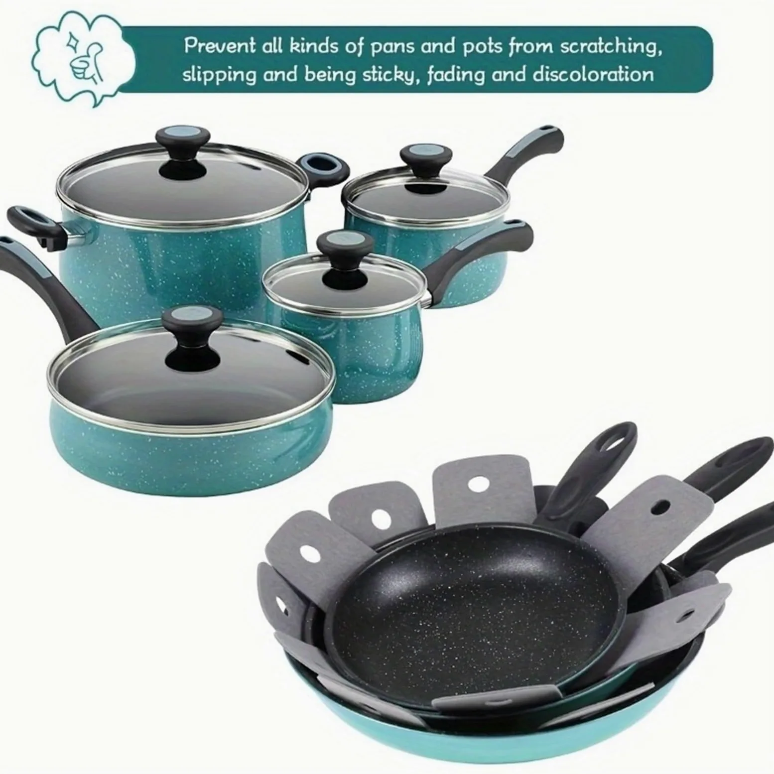 24 Uds Protectores de ollas y sartenes, divisores Utensilios Cocina 4 tamaños Diferentes, Almohadillas separadoras apilables, for Proteger S para la Cocina