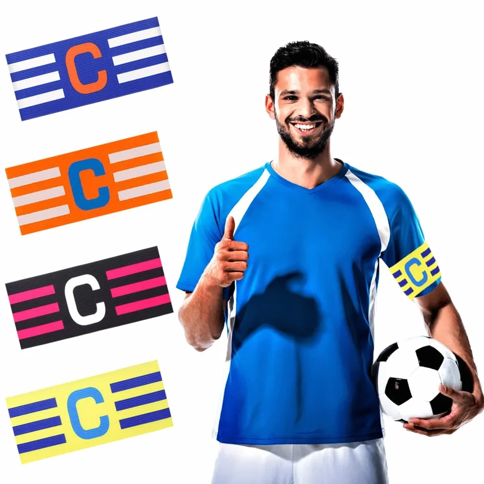 Brazalete de Capitán de Fútbol Multicolor, Banda Elástica Ajustable para Jóvenes y Adultos