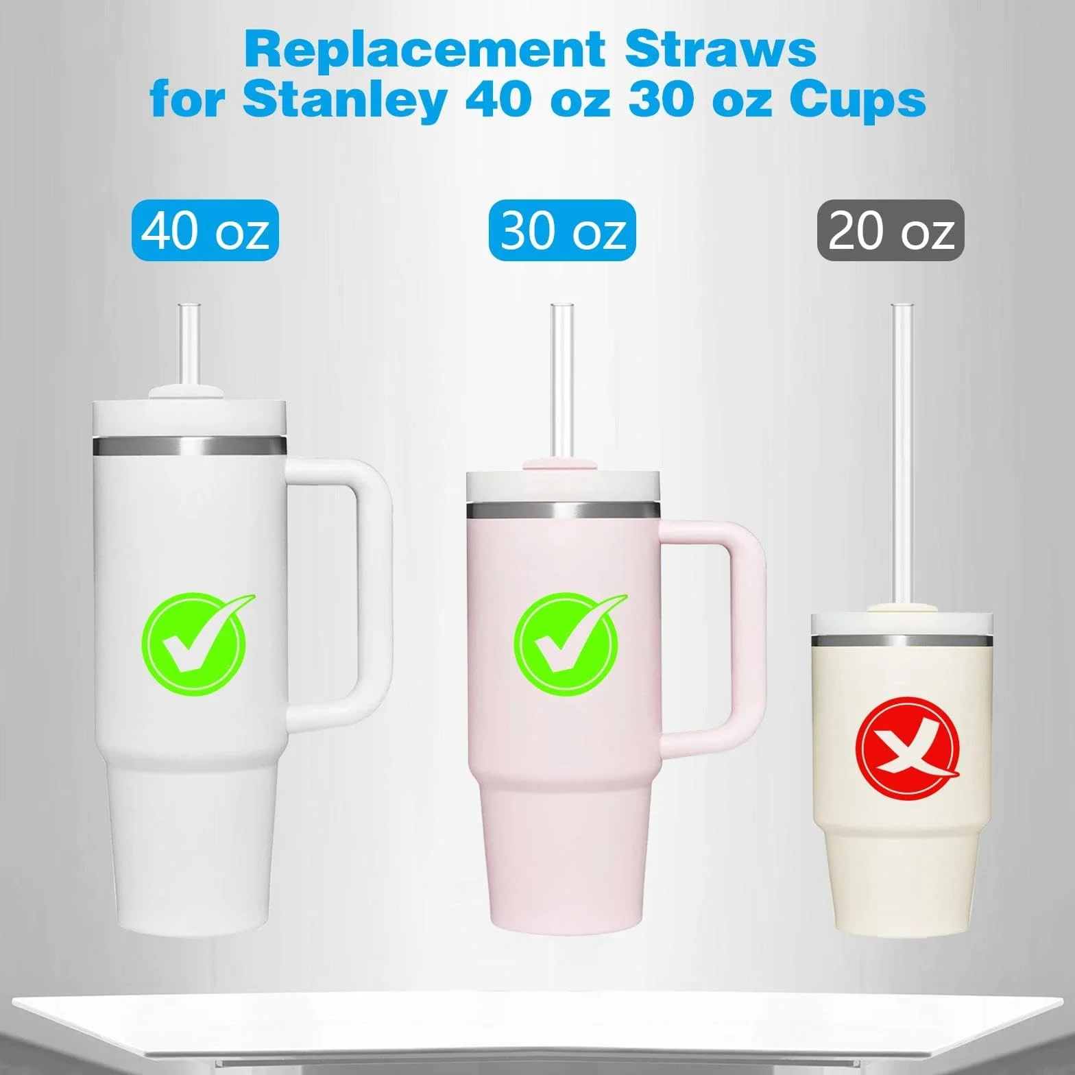 Pajitas de repuesto compatibles para Stanley de 40 oz y 30 oz, Tritan transparente, 6 pajitas reutilizables y 1 cepillo de limpieza
