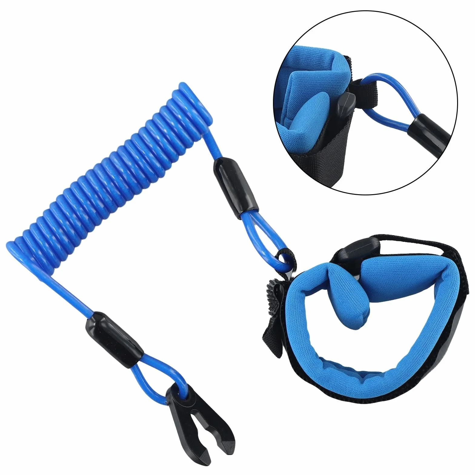 Besttoolifes Cordón de seguridad con interruptor de parada para motor fuera de borda, correa muñeca flotante cubierta goma cable poliuretano
