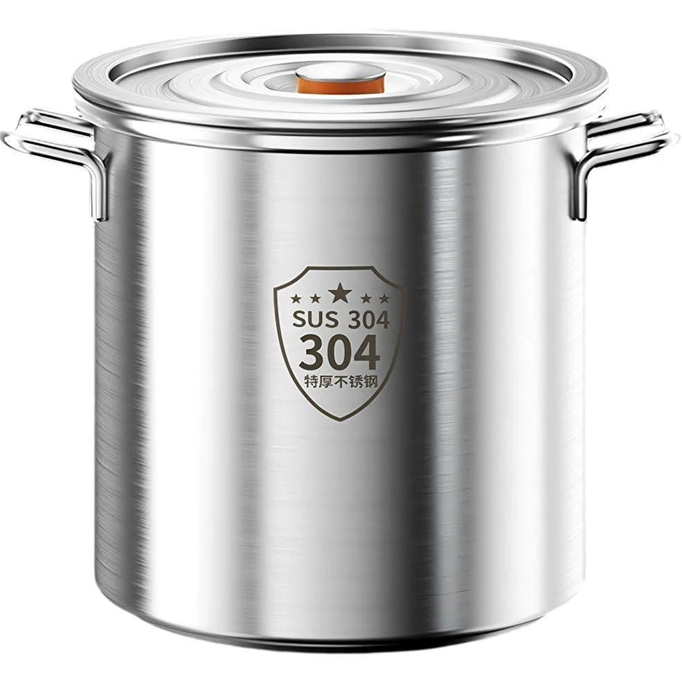 Olla Grande De Acero Inoxidable 304 con Tapa, 10 litros, Ideal para Sopas, Guisos Y Cazuelas, Hogar Y Restaurantes.