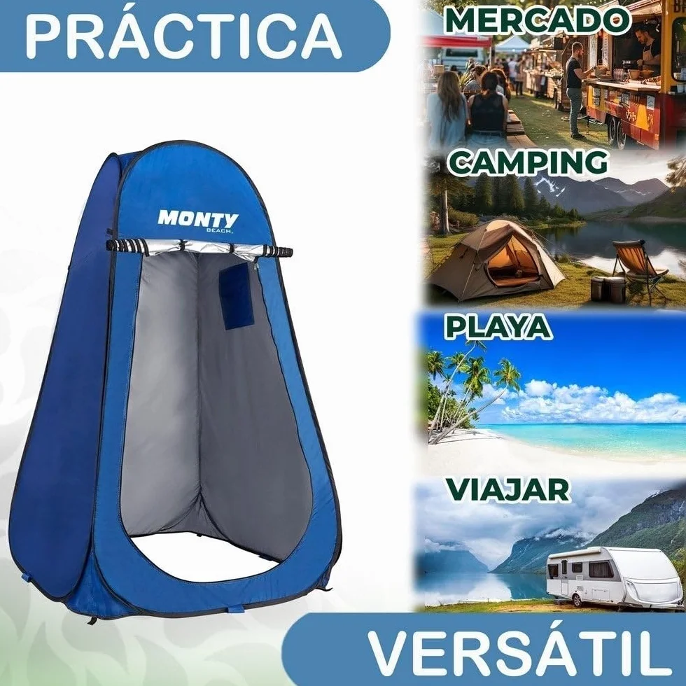 Tienda cambiador playa Pop Up 120x190 cm Oxford azul UPF+50 waterproof 1 adulto