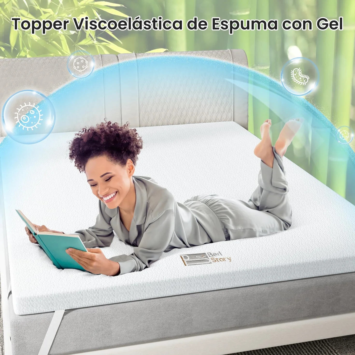 BedStory 6CM Topper 135x190, Topper Viscoelastico para Colchón con Infusión Gel Refrescante, Cubrecolchón de Espuma con Memoria, Sobrecolchón Extraíble y Lavable