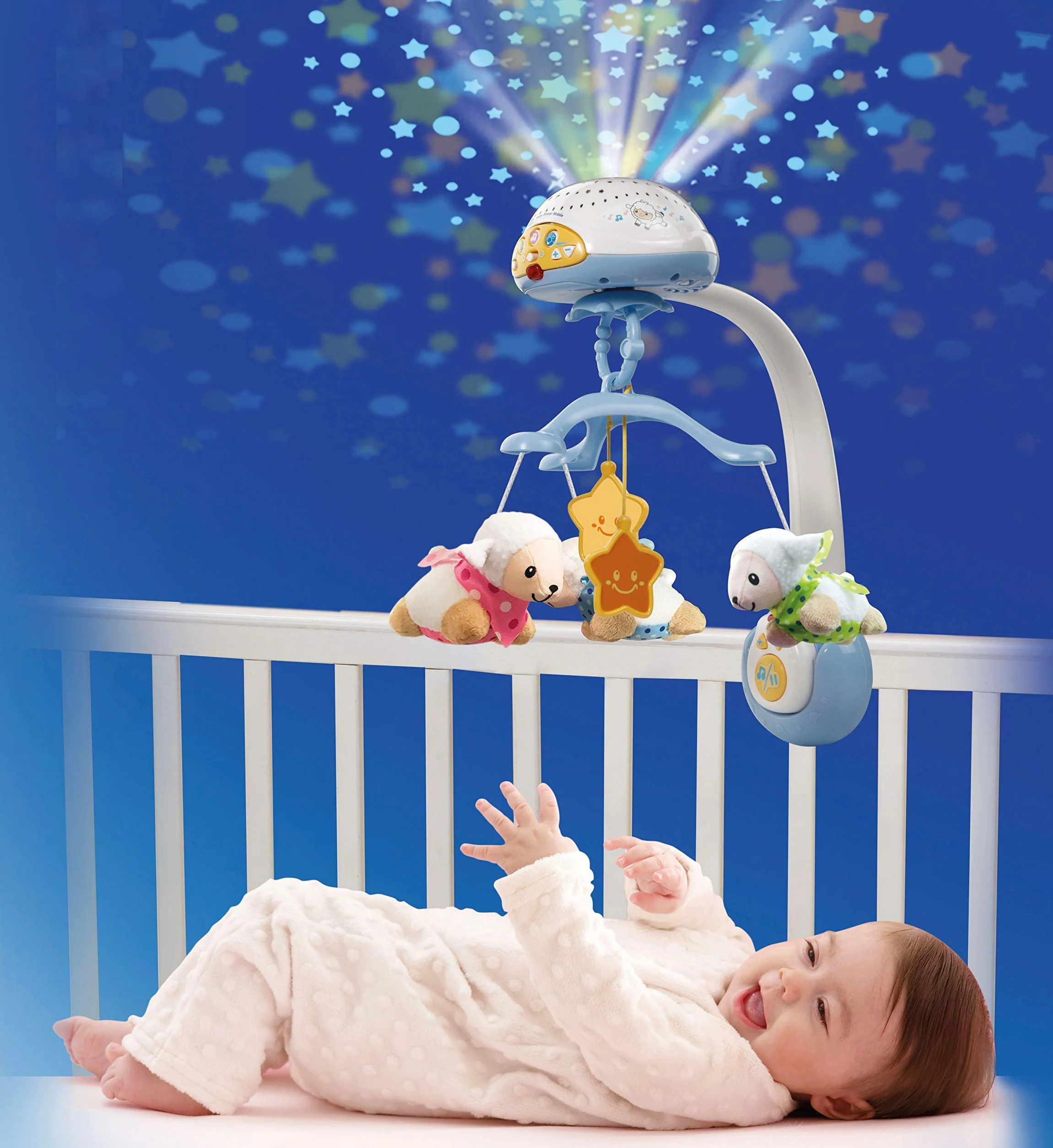 VTech Baby Móvil Proyector Cuenta Ovejitas, Juguete de Cuna, 70+ Nanas, Canciones, Sonidos y Frases, Mando a Distancia, Multicolor, 0-24 meses